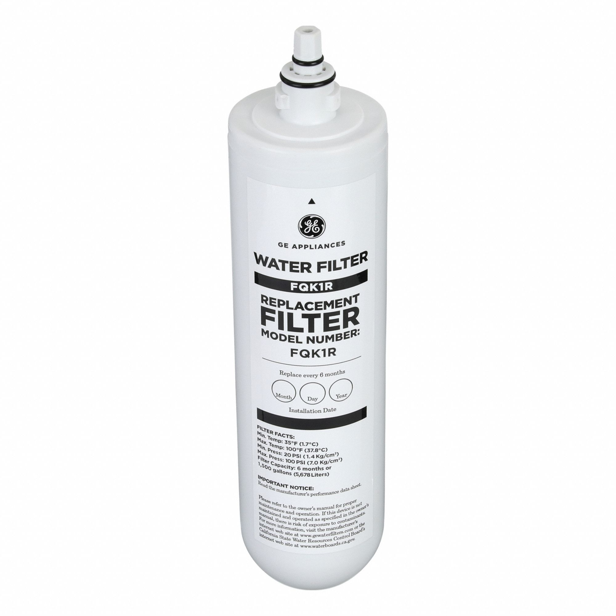 Quick-Connect Water Filter: 0.5 micron Micron Rating, 1, 500 gal Service Life - Gallons