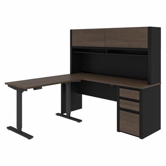 BESTAR, Antigua/Black, 48 in Overall Wd, Office Furniture Kit with ...