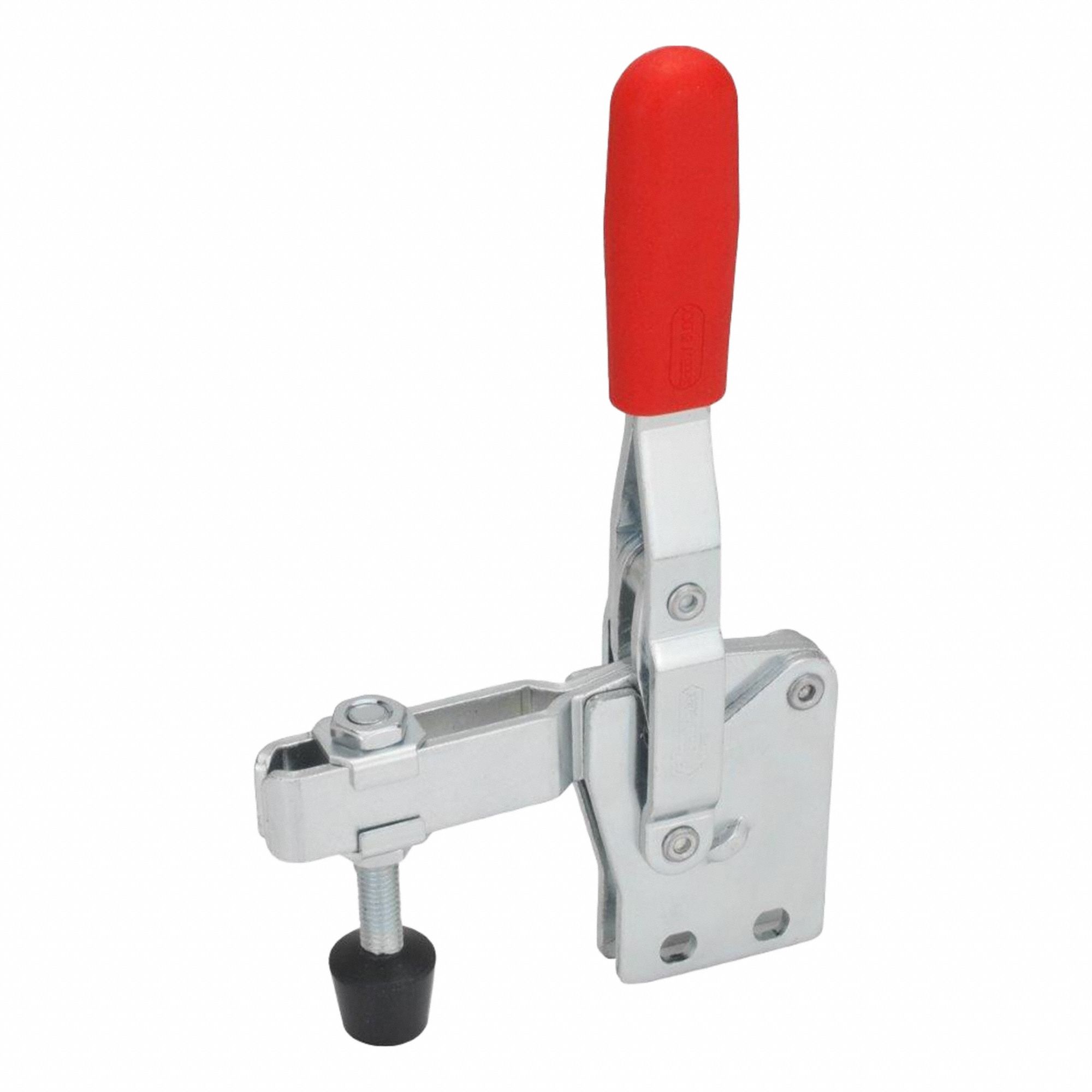 Vertical Acting Toggle Clamp: Vertical  Handle, Flange Base Mounting, 54 mm Arm Lg, Rubber