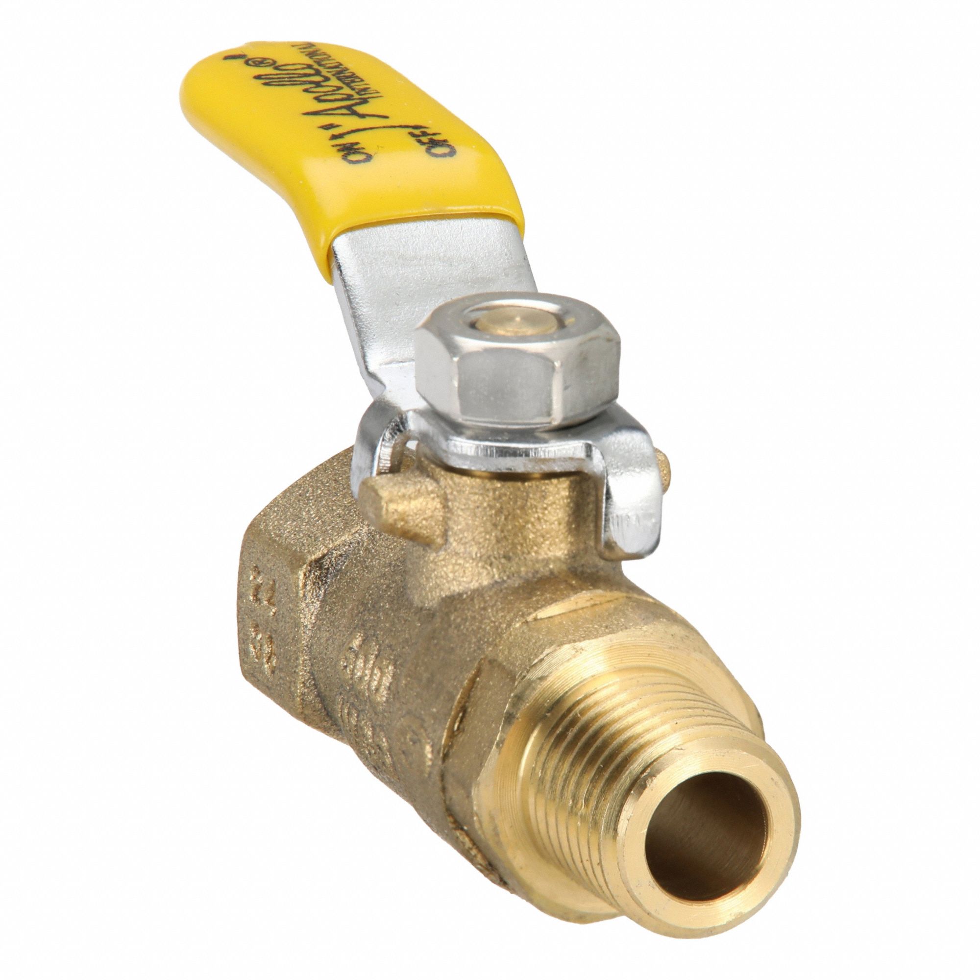 Manual Two-Way Ball Valve: 1/4 in, Brass, Straight, FNPT x MNPT, 600 psi Max. Pressure (CWP)