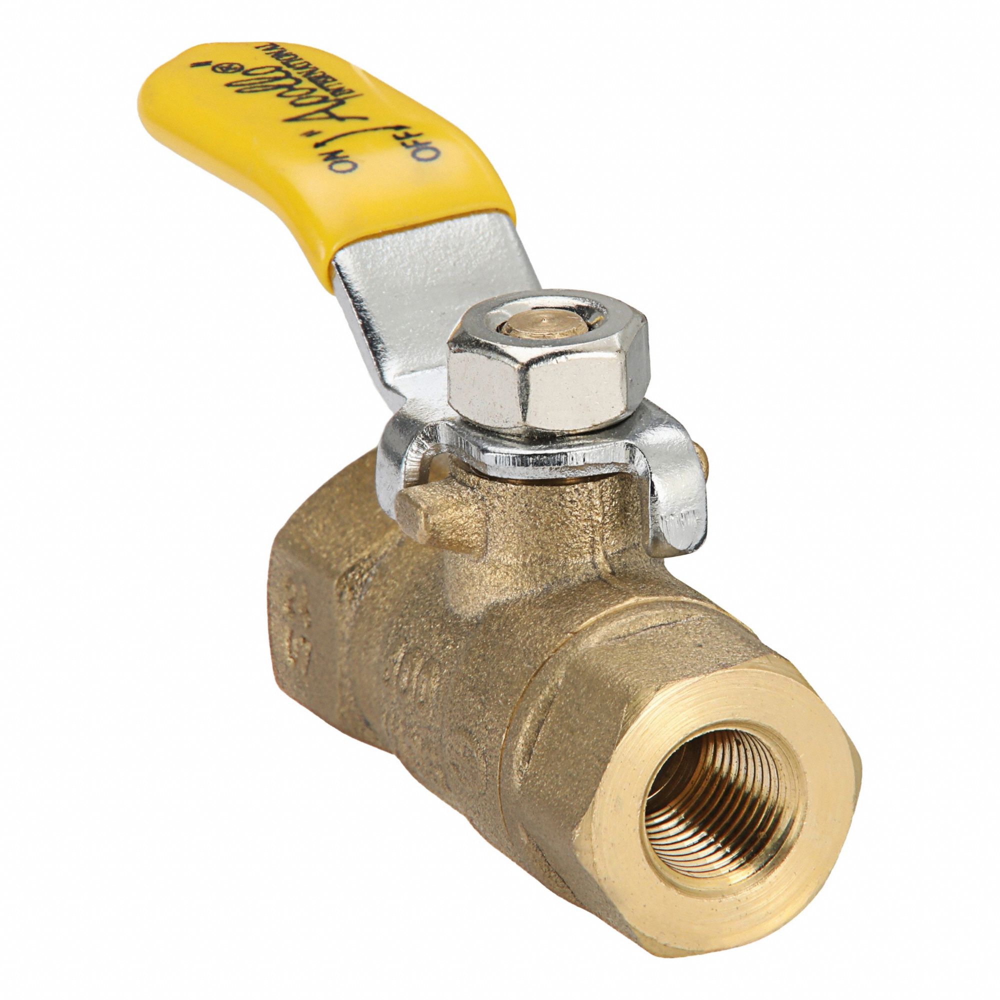Manual Two-Way Ball Valve: 1/8 in, Brass, Straight, FNPT x FNPT, 600 psi Max. Pressure (CWP)