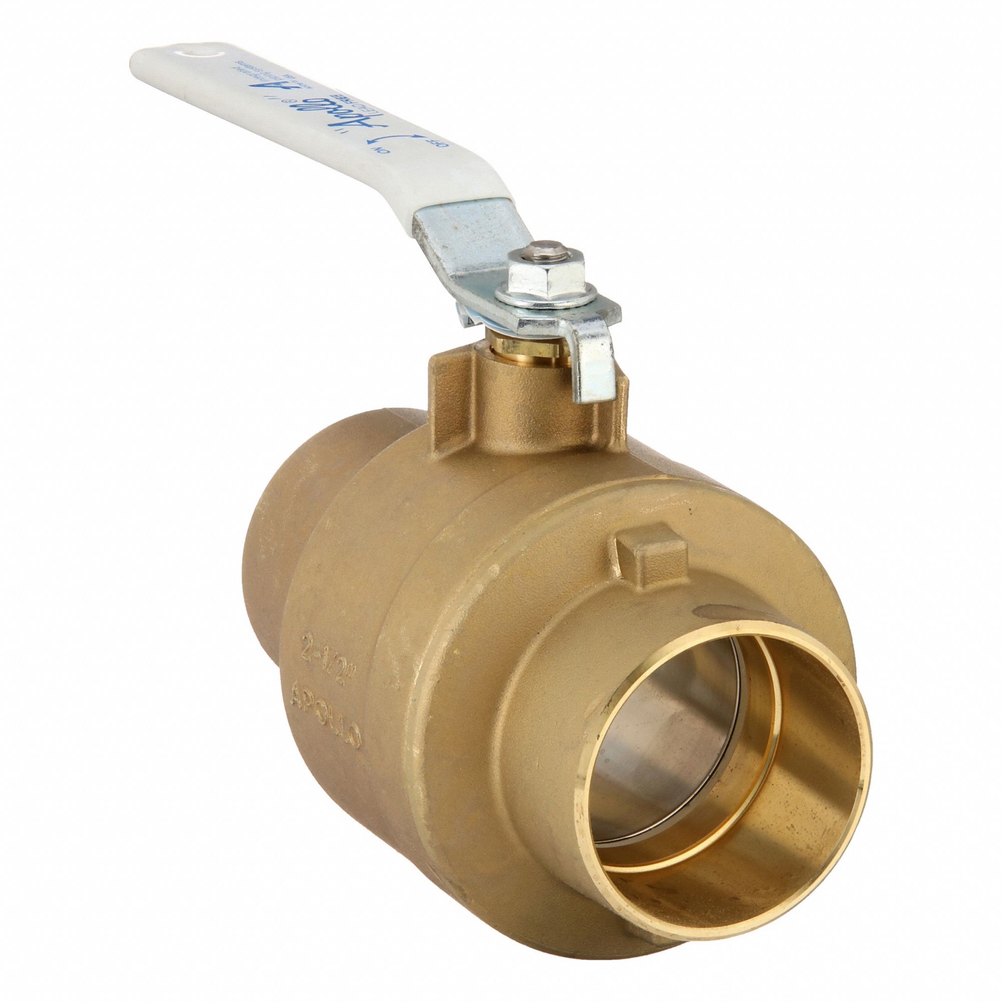 Manual Two-Way Ball Valve: 2 1/2 in, Brass, Straight, Sweat x Sweat, Full Port Ball Port