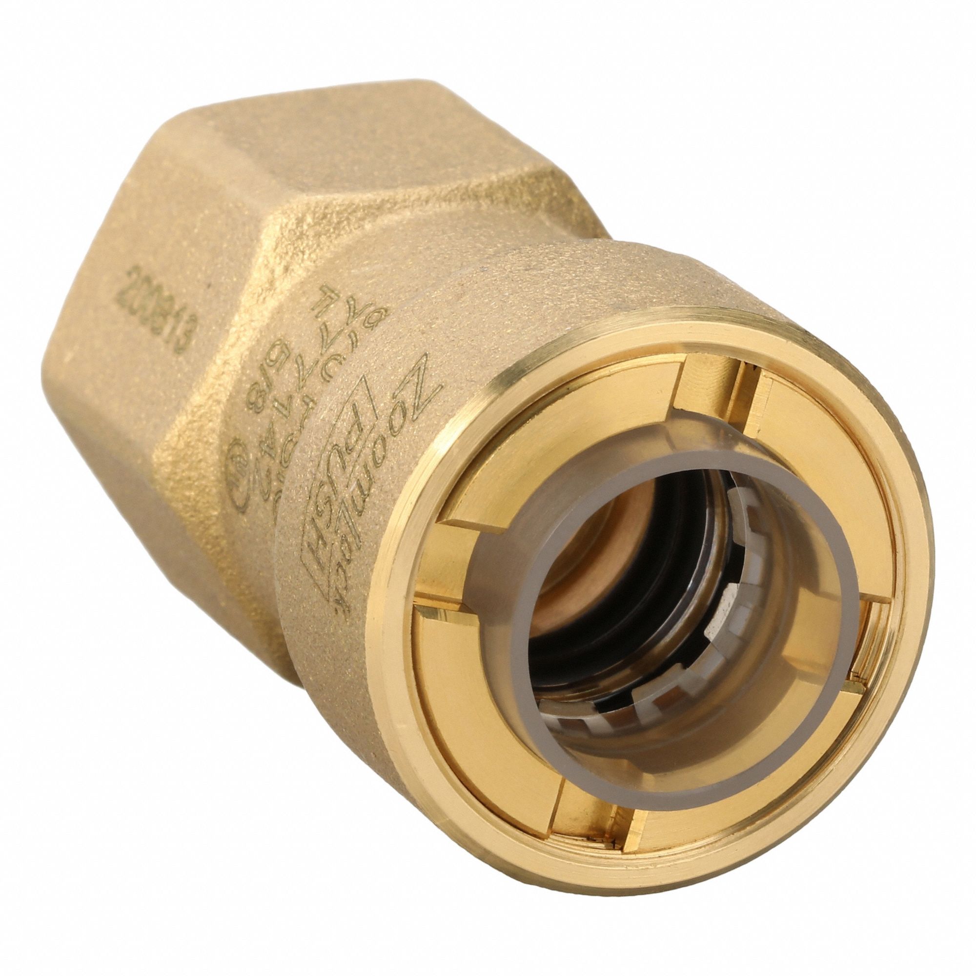 Push-Fit Adapter Fitting: 7/8 in OD Size, Push-to-Connect x UNF, Brass, Adapter