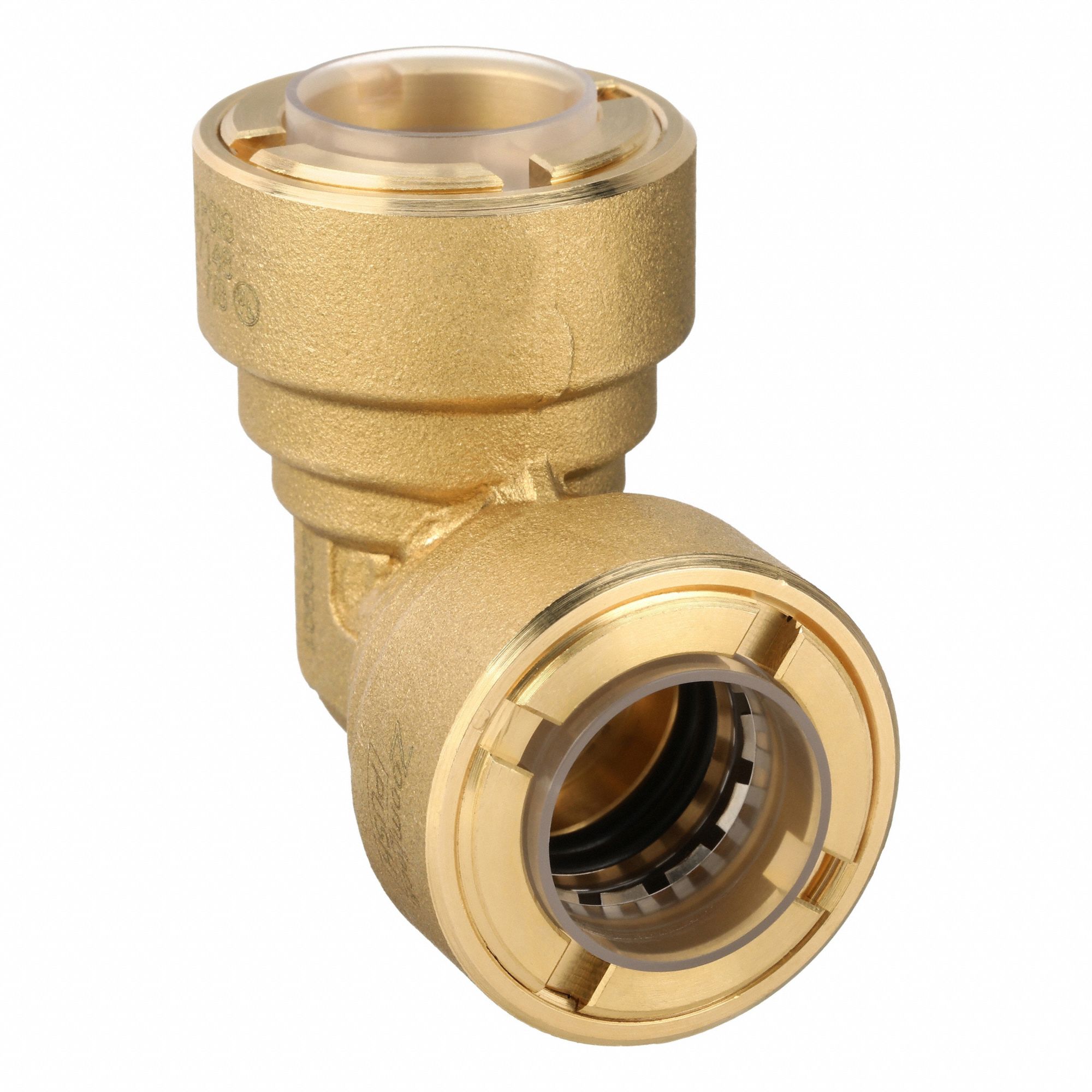 Push-Fit Elbow Fitting: 7/8 in OD x 7/8 in OD Size, Push-to-Connect x Push-to-Connect, Brass
