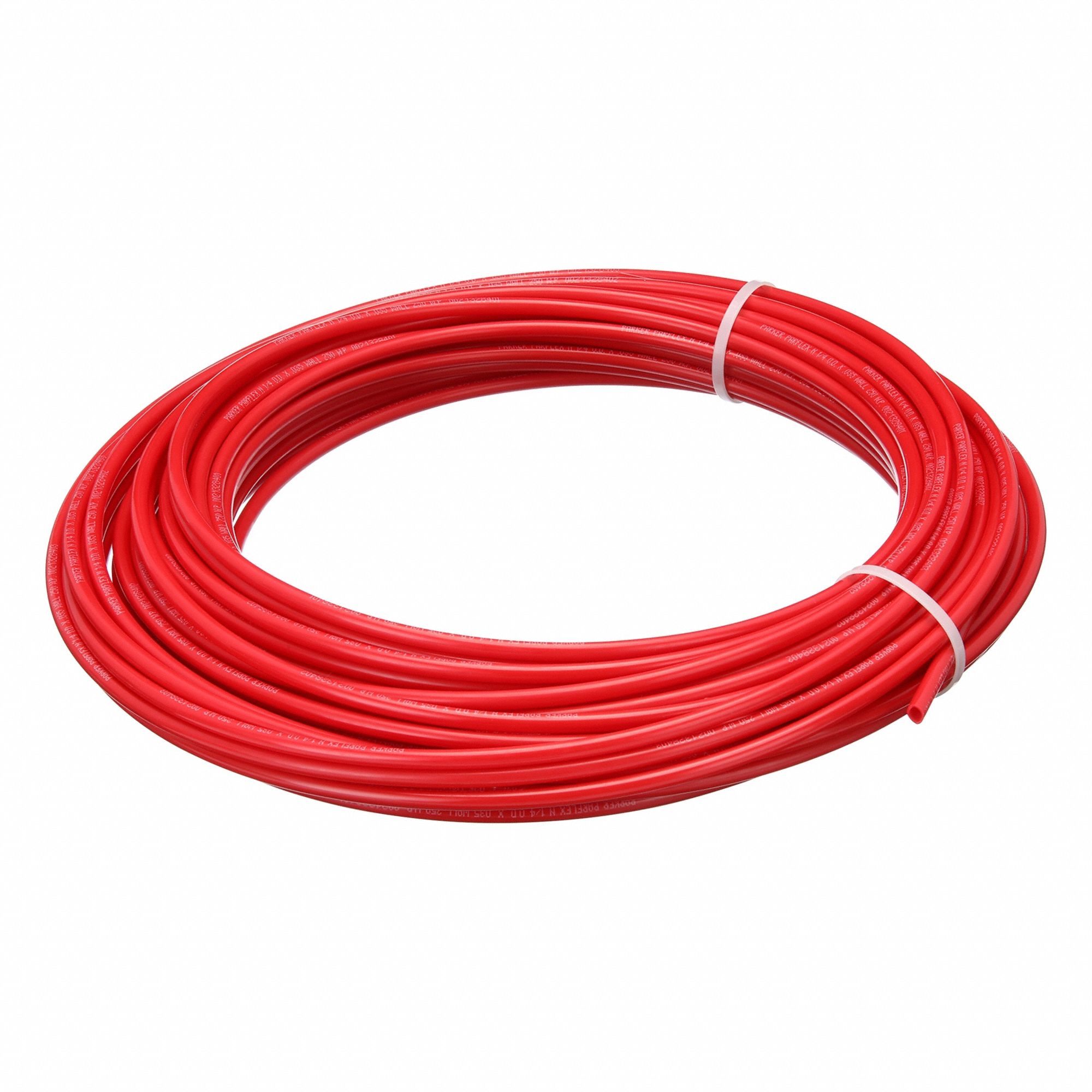Nylon Tubing: Nylon, Red, 1/4 in OD, 3/16 in ID, 100 ft Lg, Shore D 62
