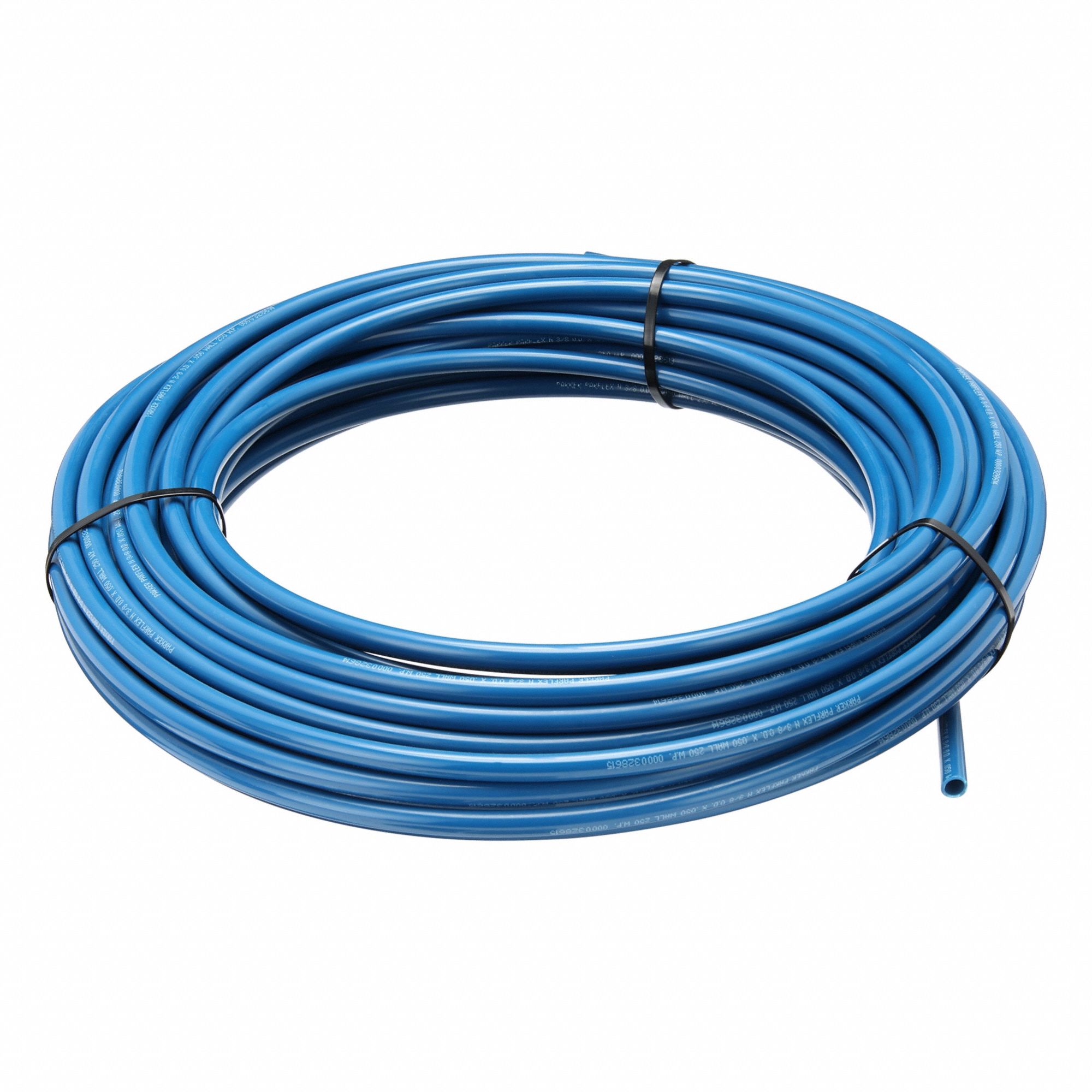 Nylon Tubing: Nylon, Blue, 3/8 in OD, 9/32 in ID, 100 ft Lg, Shore D 62