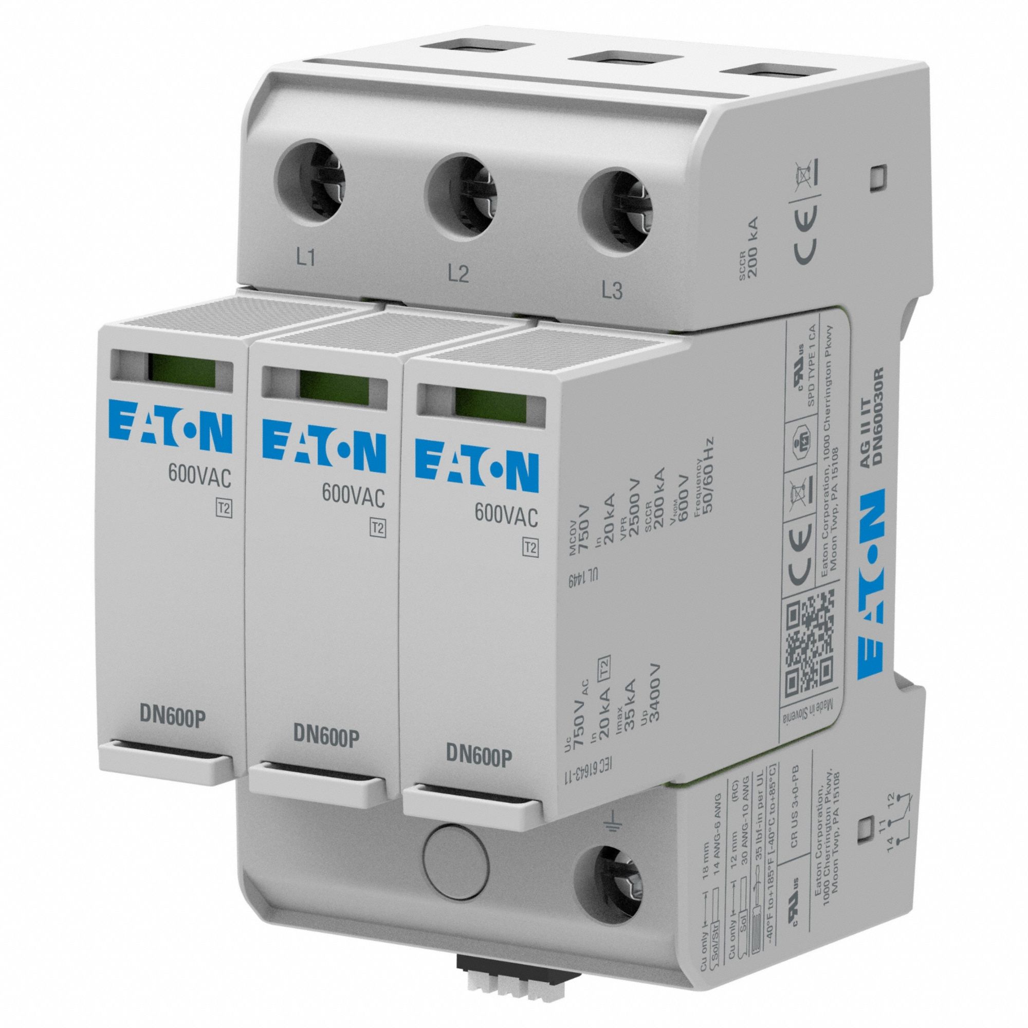 EATON, Three Phase, 600V AC Delta, Surge Protection Device - 810WN6 ...