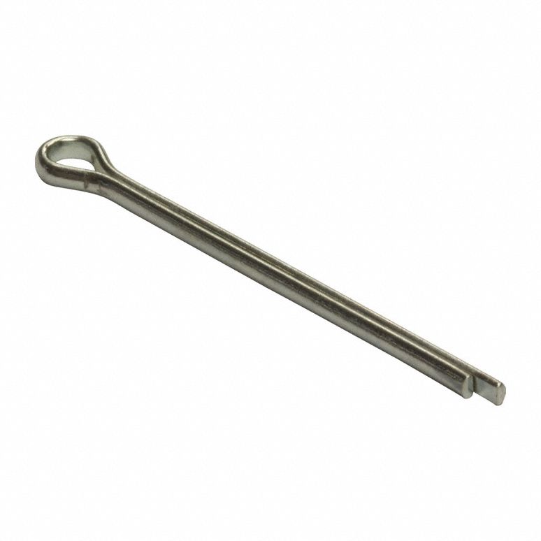 Cotter Pin: Extended Prong, Inch, 7/64 in Pin Dia, Steel, Ungraded, Zinc Plated, 250 PK