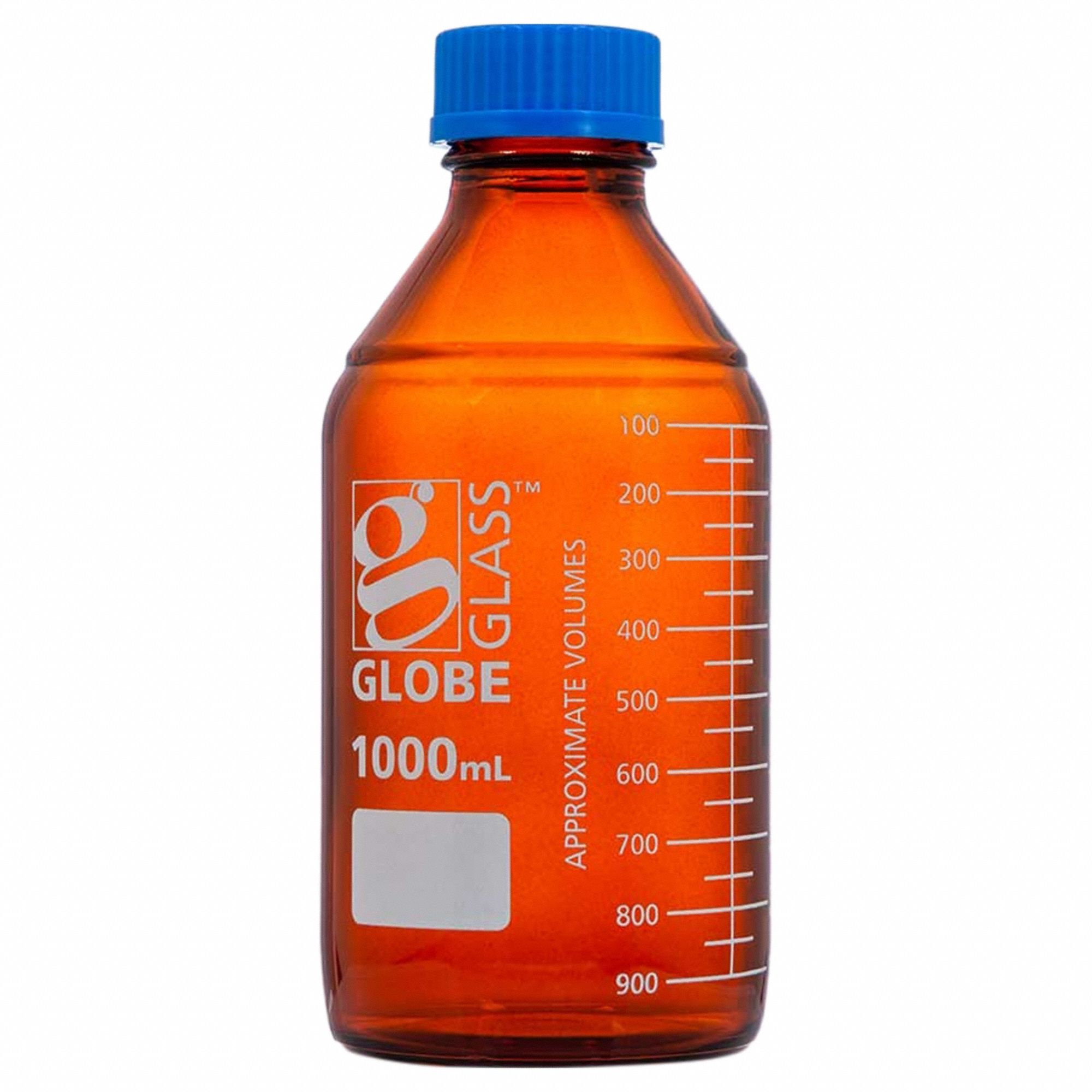 Bottle: Borosilicate Glass, 1 L Capacity - mL, 33.81 fl oz Capacity - oz, 101 mm Body Dia, Graduated