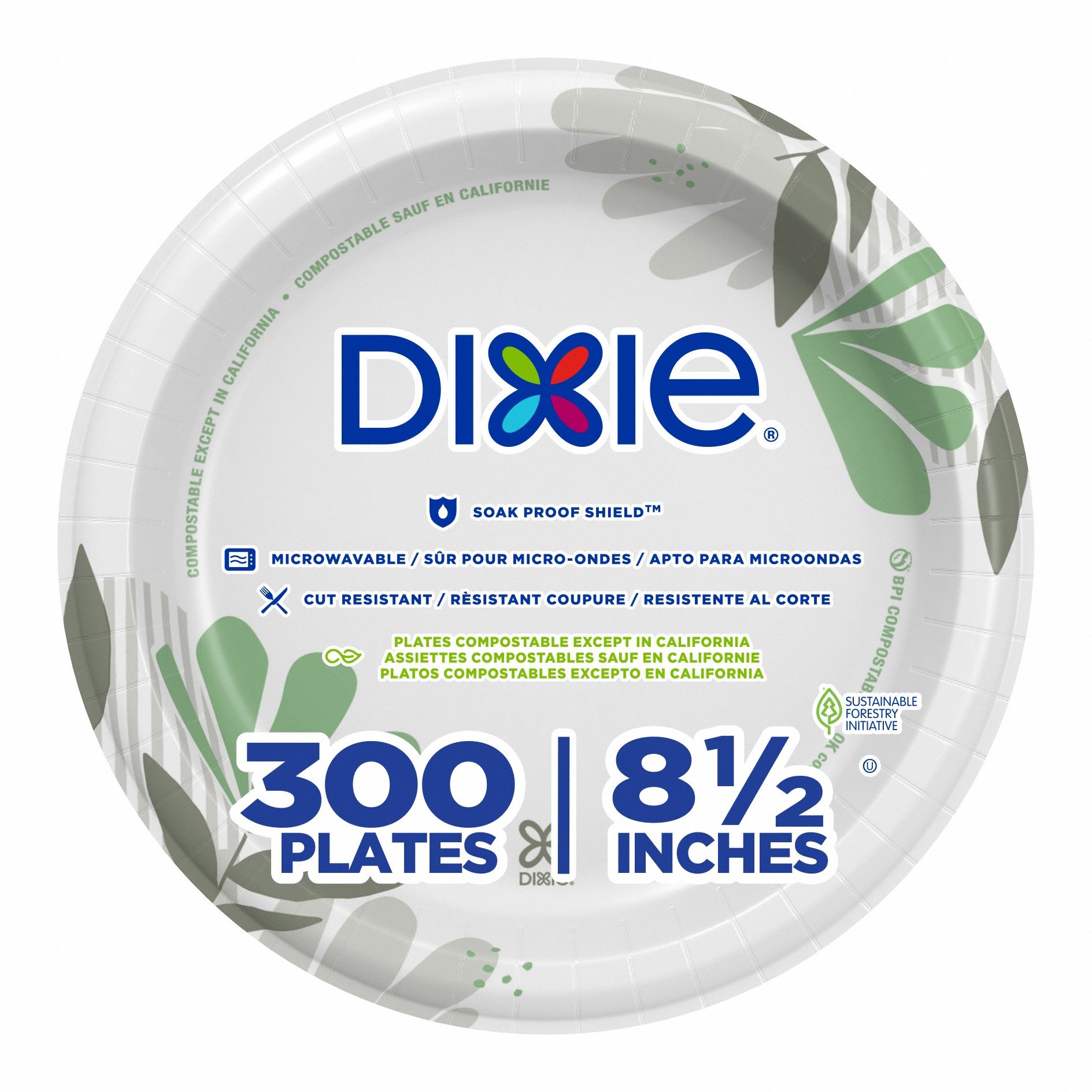 Disposable Plate: Brown/Green,