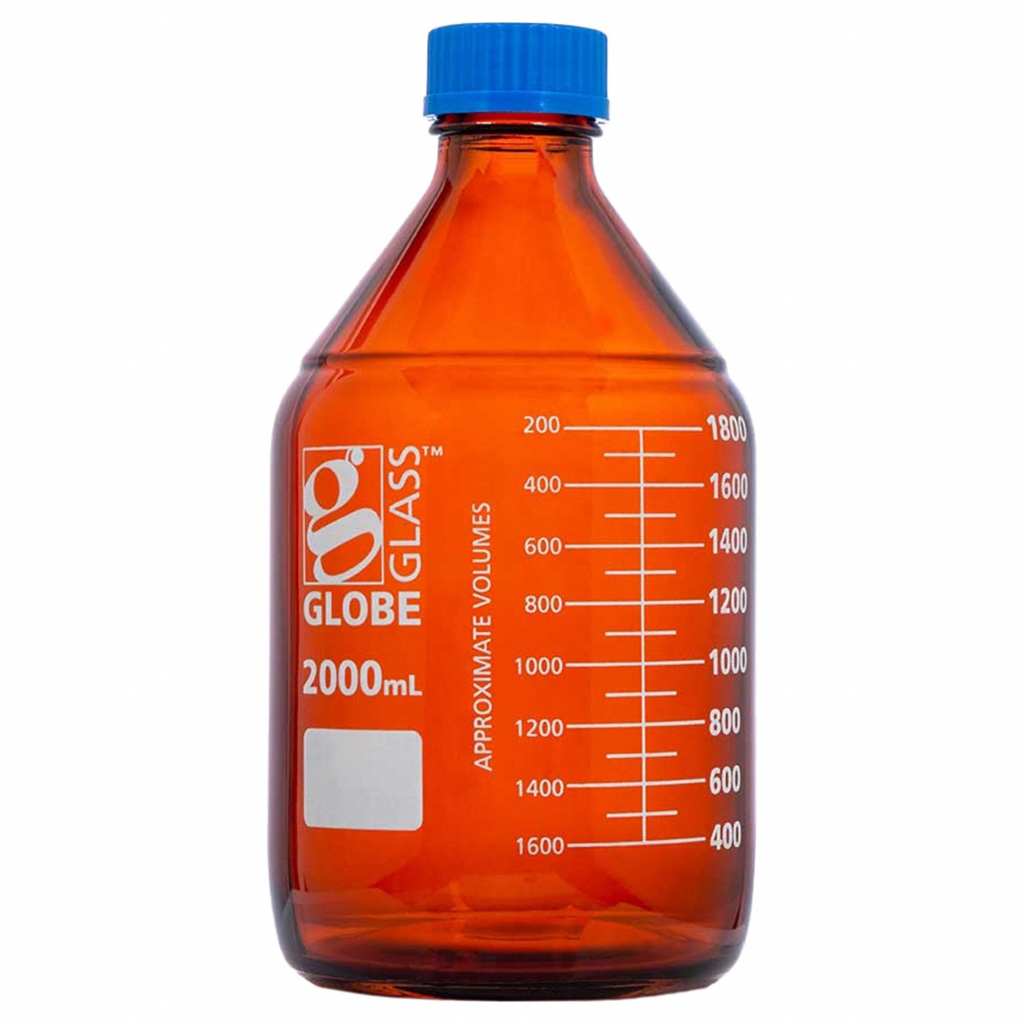 Bottle: Borosilicate Glass, 2 L Capacity - mL, 67.63 fl oz Capacity - oz, 136 mm Body Dia, Graduated