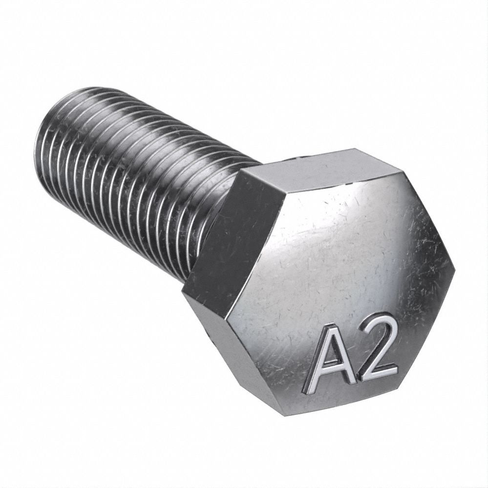 Hex Head Cap Screw: Stainless Steel, 18-8, Plain, M5, Metric, 15 mm lg, Fully Threaded, 50 PK