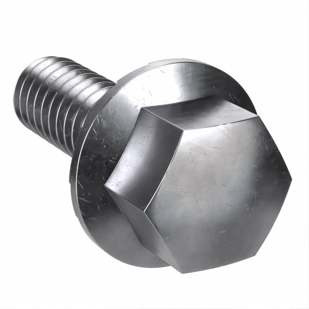 Serrated Flange Bolt: Serrated, Stainless Steel, Grade 18-8, Plain, 20 mm lg, Fully Threaded, 5 PK