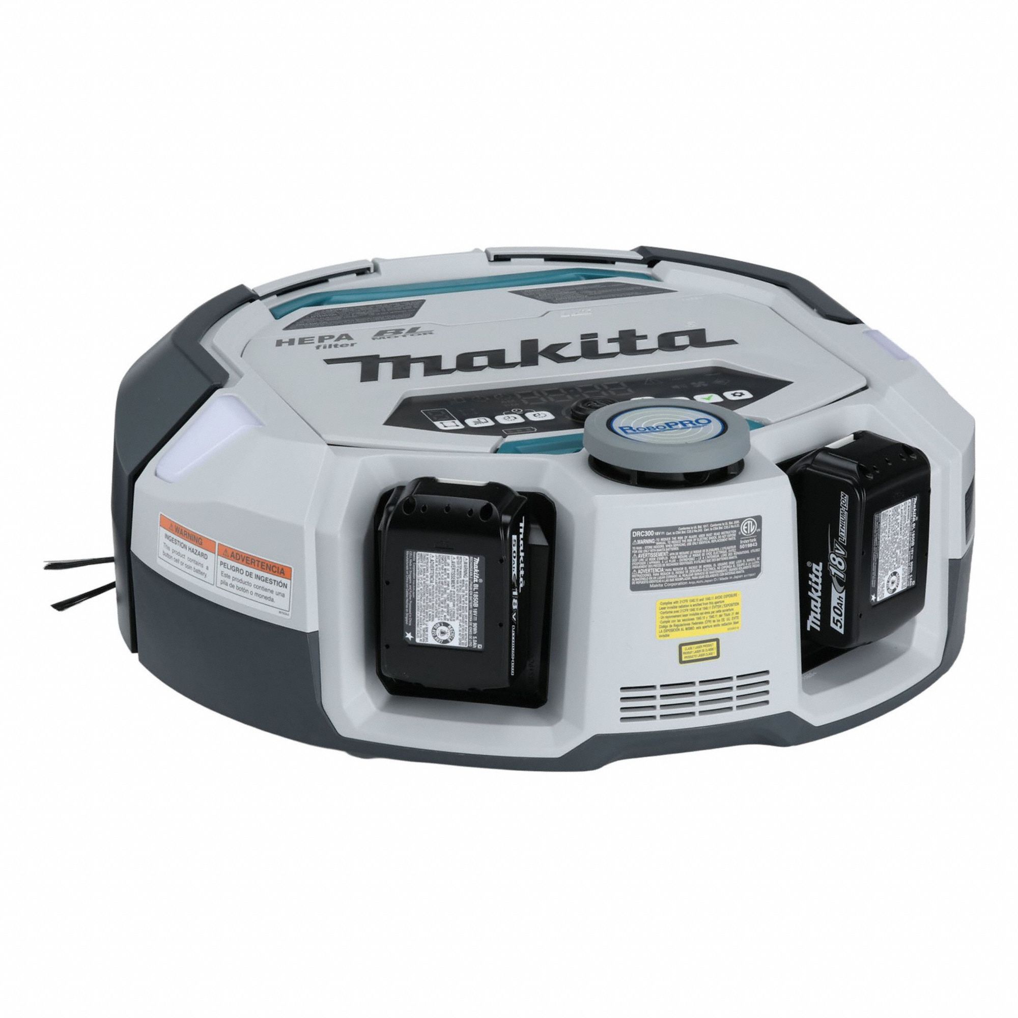 Robotic Vacuum Cleaner: 19 3/4 in Cleaning Path Wd, 3/4 gal Vacuum Capacity, HEPA, 18V DC