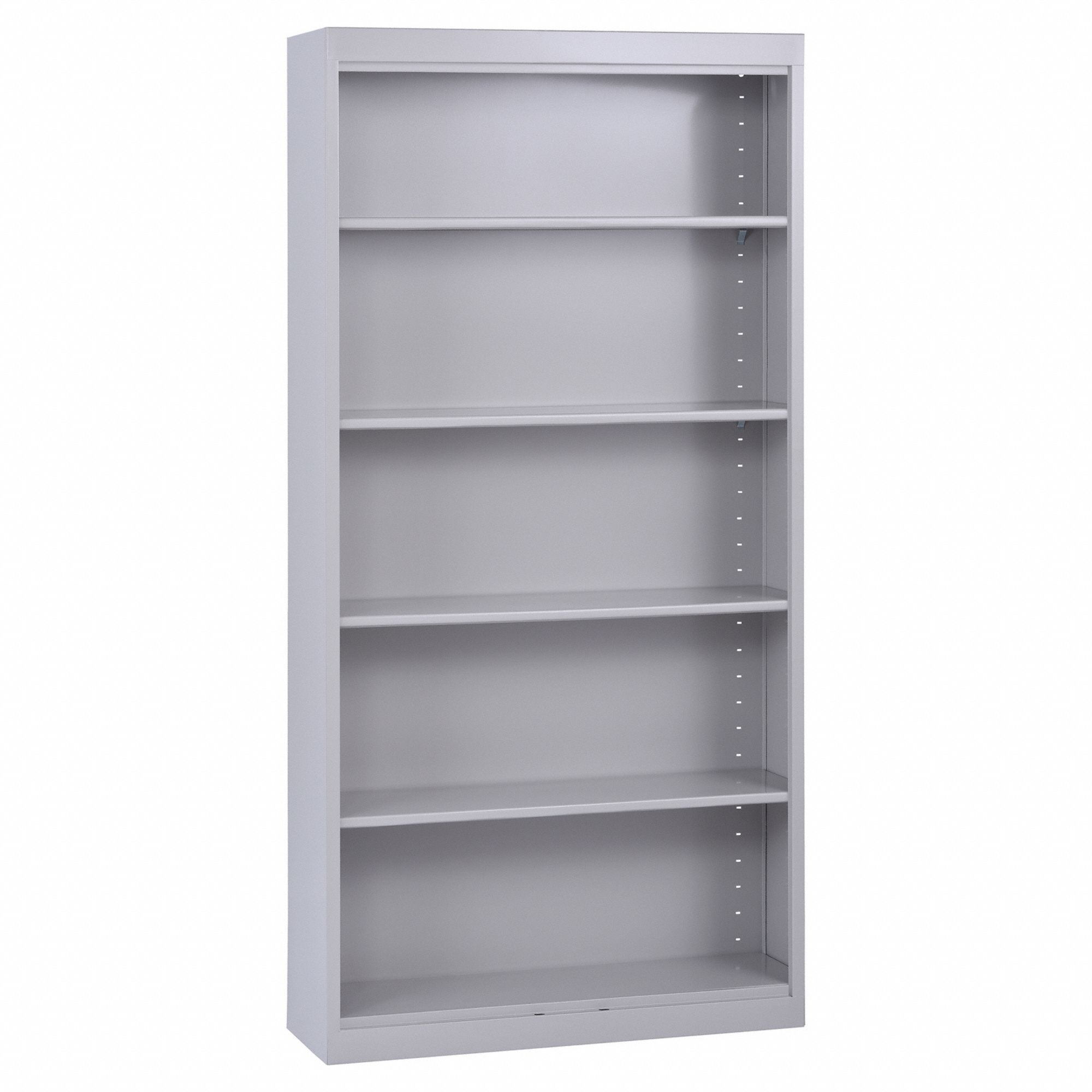 Bookcase: Dove Gray, Steel, 72 in Overall Ht, 36 in Overall Wd, 12 in Overall Dp, 5 Shelves