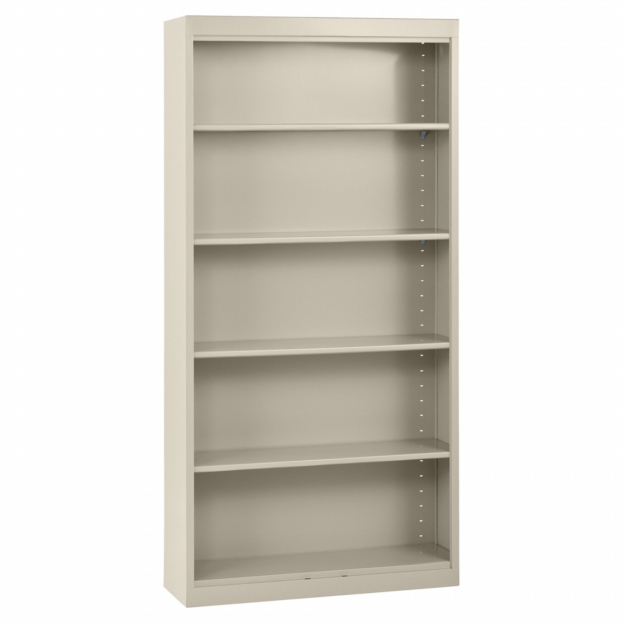 Bookcase: Putty, Steel, 72 in Overall Ht, 36 in Overall Wd, 12 in Overall Dp, 5 Shelves