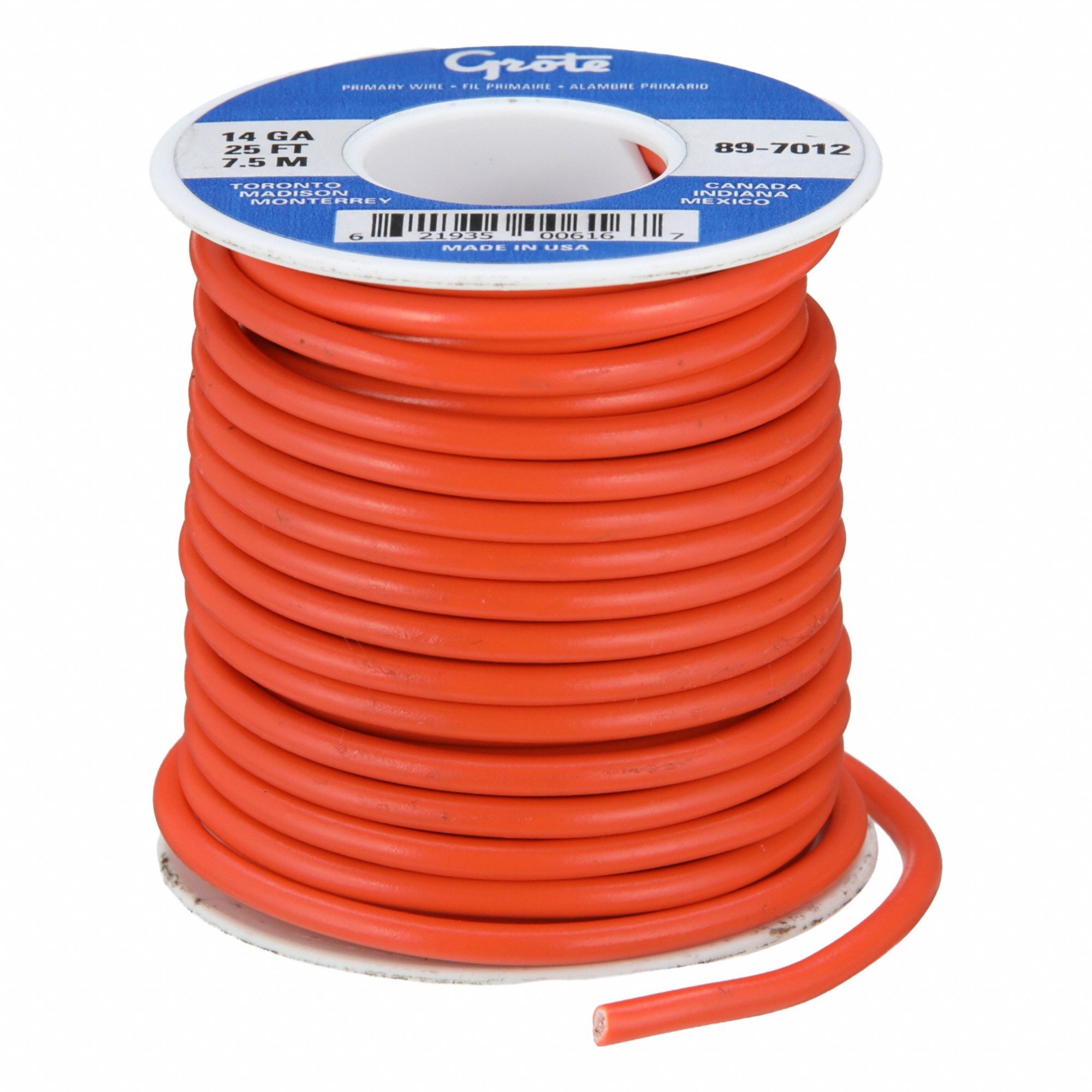 Primary Automotive Wire: GPT, 25 ft, 1 Conductor, 14 AWG, Orange, 60 V Volt