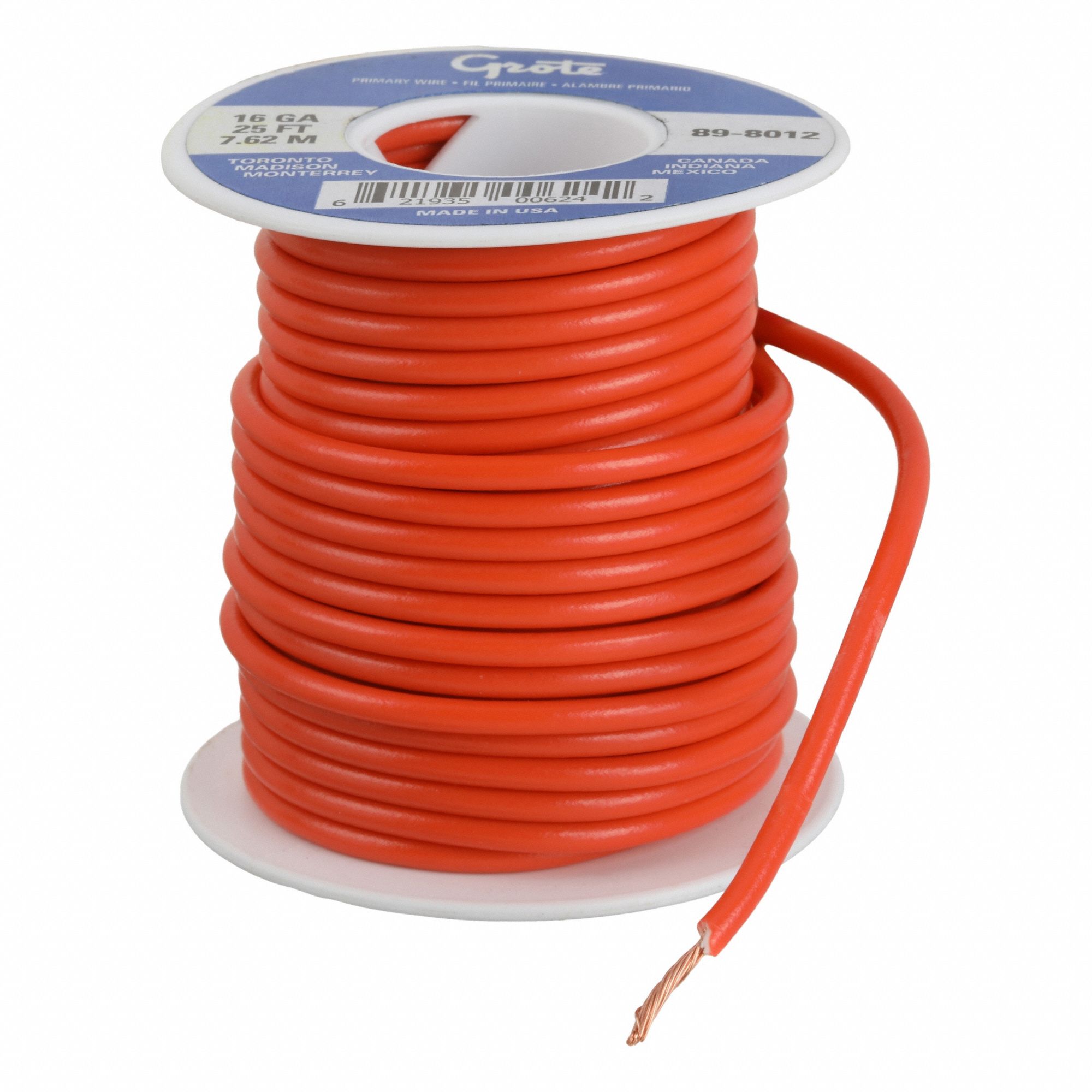 Primary Automotive Wire: GPT, 25 ft, 1 Conductor, 16 AWG, Orange, 60 V Volt
