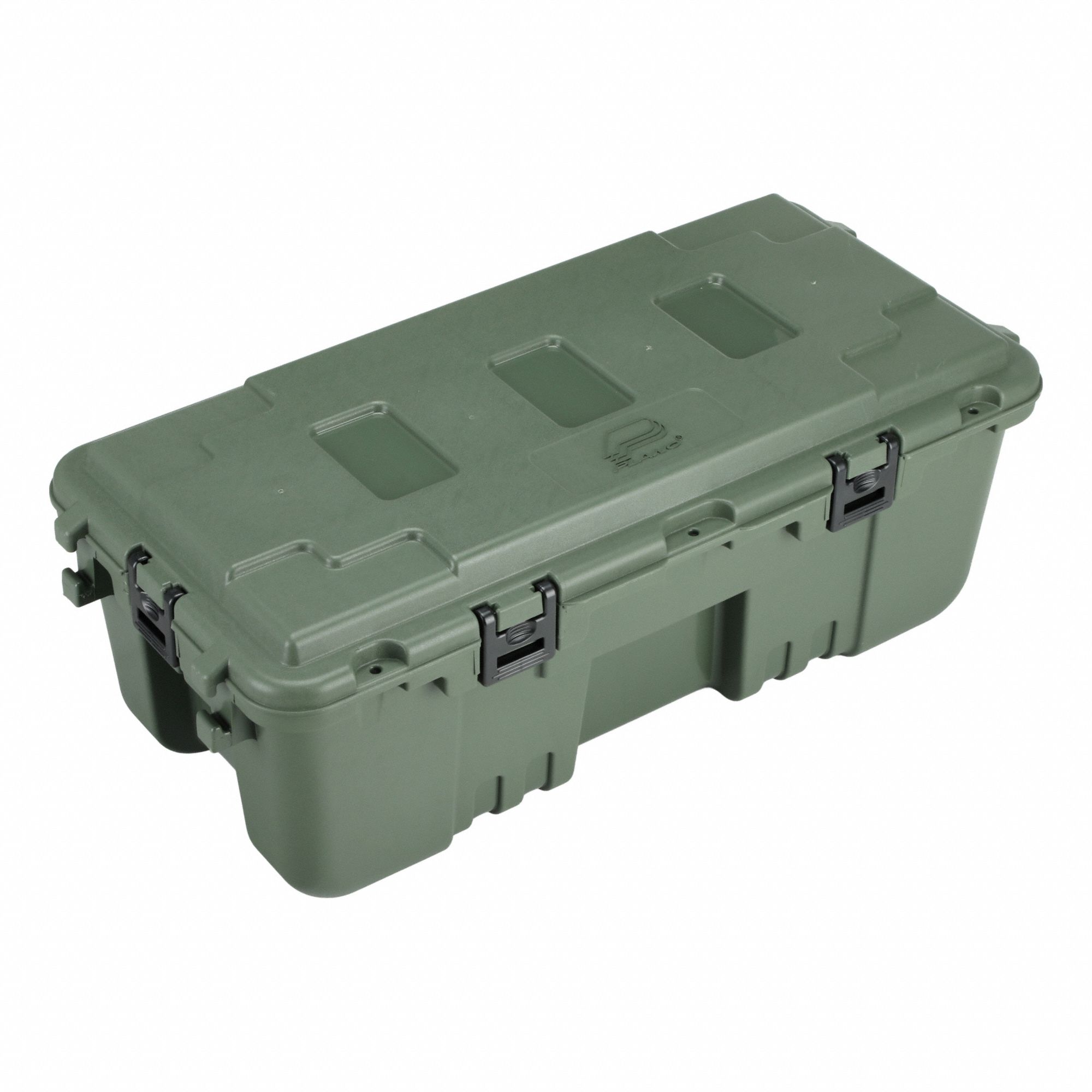 Storage Trunk: 27 gal, 37 3/4 in x 18 1/4 in x 14 in, Green, Plastic, 2 Handles