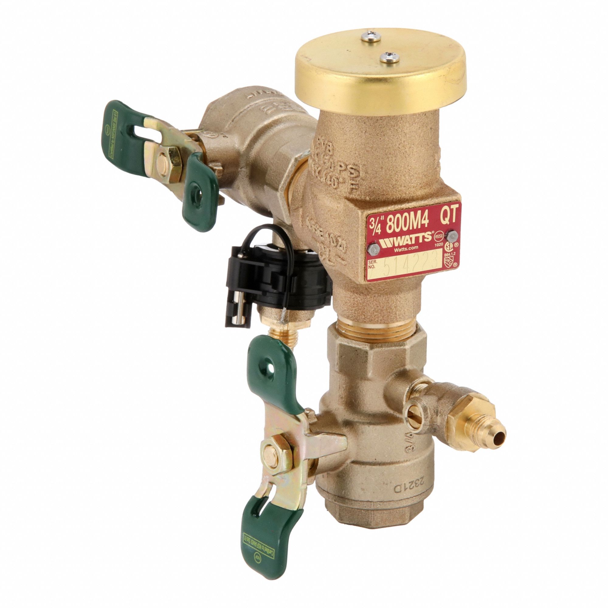 Anti-Siphon Backflow Preventer: 3/4 800M4-QT-FZ, FNPT x FNPT, For Water Media, 33°F – 140°F