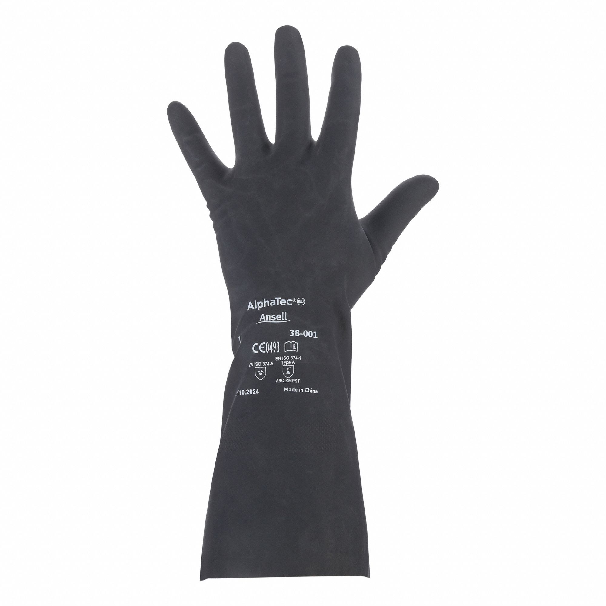 Chemical-Resistant Gloves: 38001, ANSELL AlphaTec(R) 38-001, 7 Glove Size, 7 Size - Numeric, 1 PR