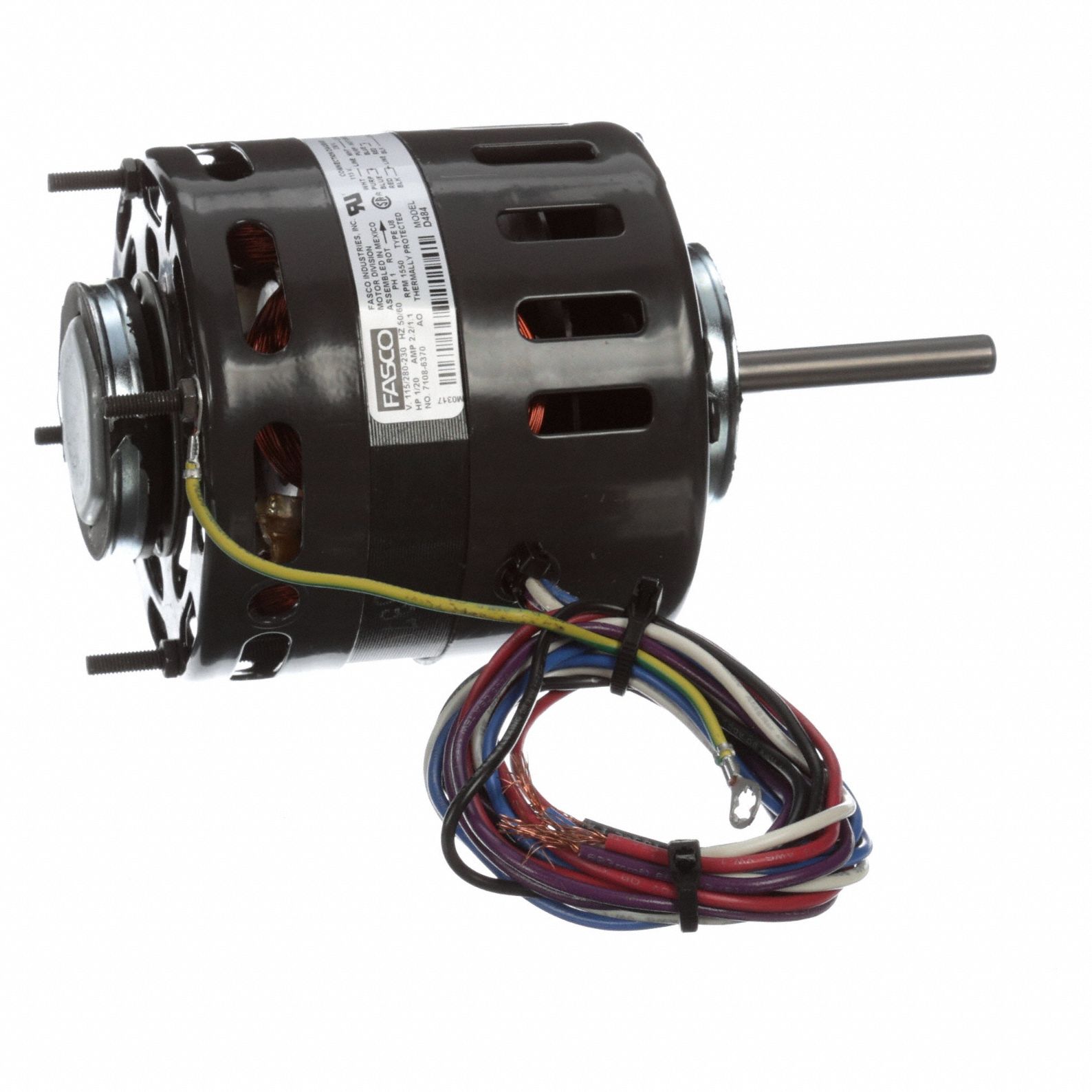 Refrigeration Motor: Single Phase, Resilient Ring/Stud, Shaded Pole, 1/20 hp, 1, 550 RPM, Auto