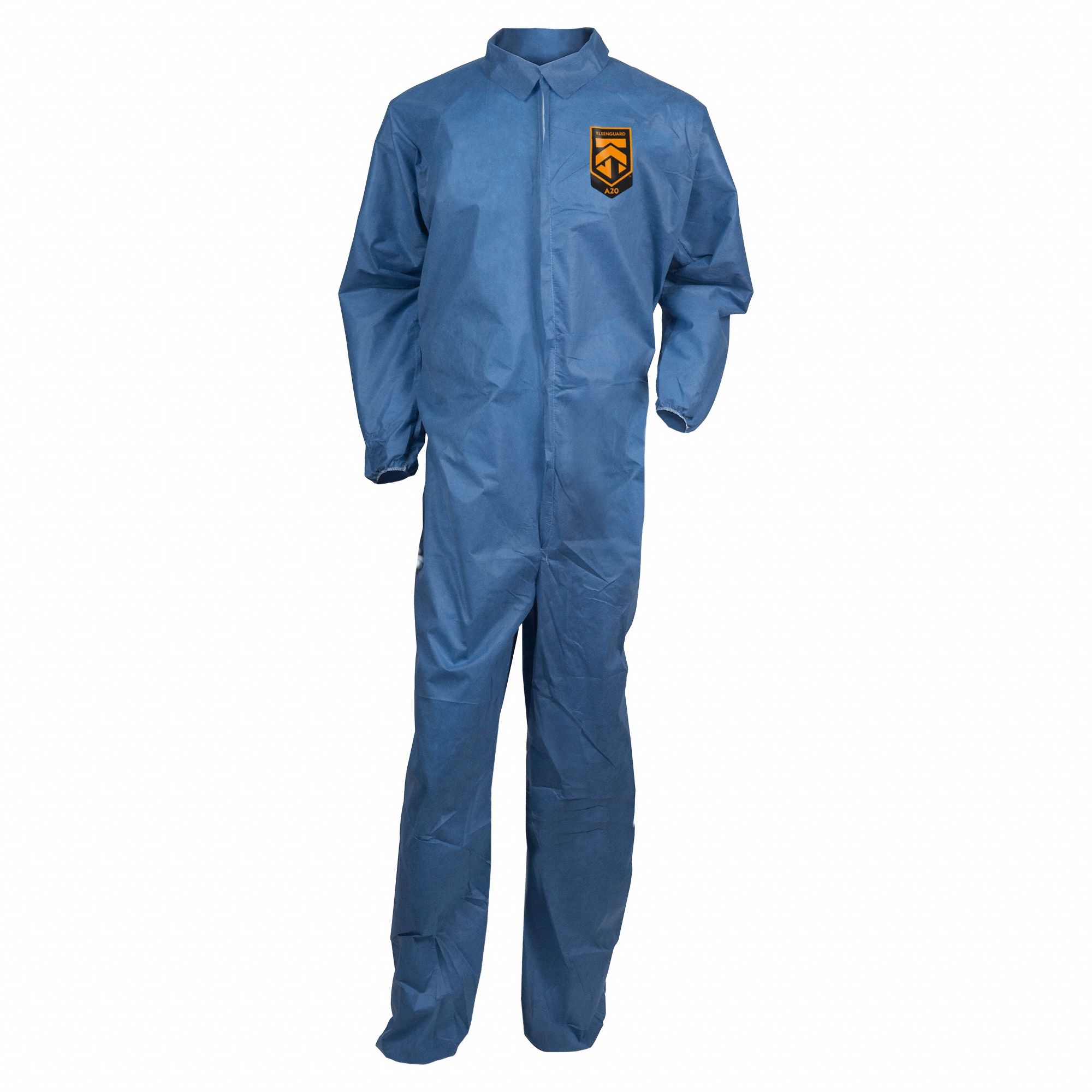 Coveralls: 5XL, SMMMS, Elastic Wrist, Elastic Ankle, Blue, Serged Seam, 20 PK