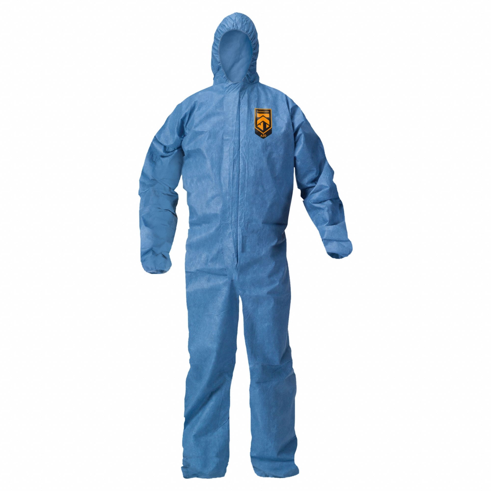 Disposable Coveralls: 5XL, SMMMS, Elastic Wrist, Elastic Ankle, Blue, Serged Seam, 20 PK