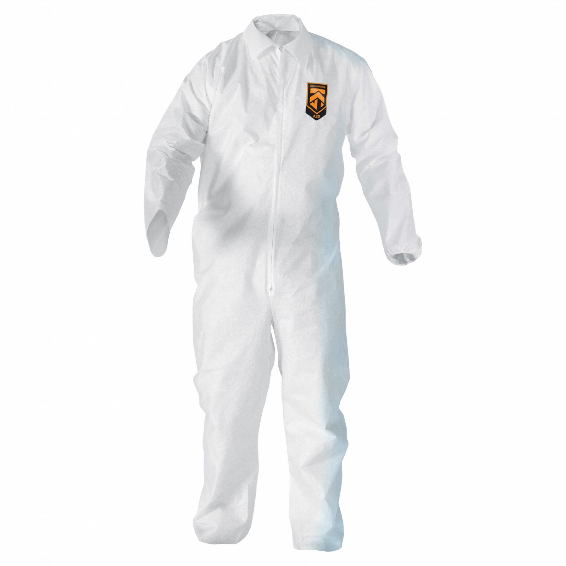 Coveralls: S, SMMMS, Elastic Wrist, Elastic Ankle, White, Serged Seam, 24 PK