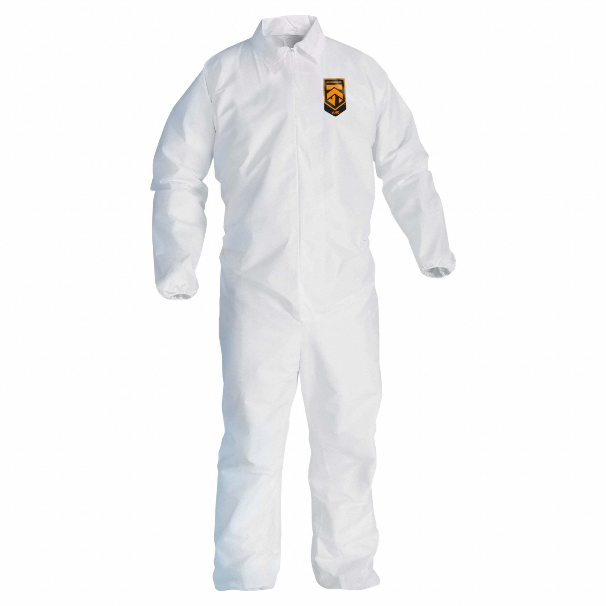 Coveralls: 5XL, SMMMS, Elastic Wrist, Elastic Ankle, White, Serged Seam, 25 PK