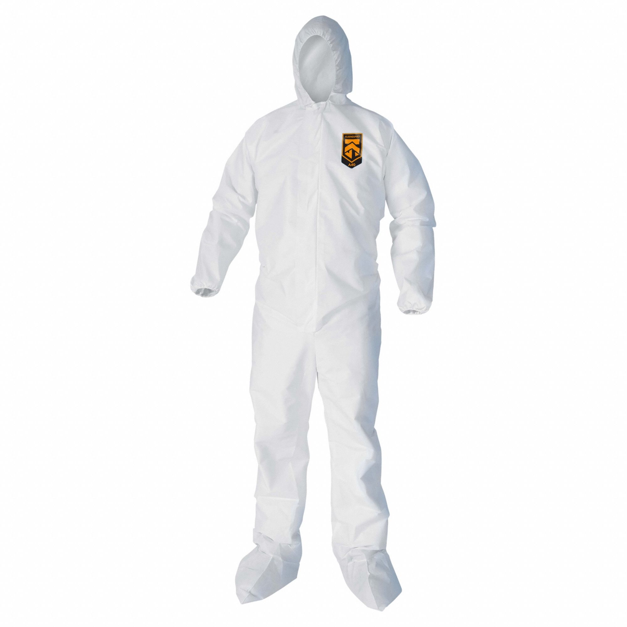 Coveralls: 6XL, SMMMS, Elastic Wrist, Elastic Ankle, White, Serged Seam, 25 PK
