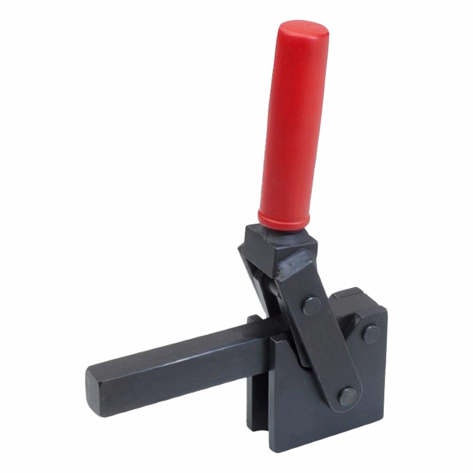 Vertical Acting Toggle Clamp: Vertical  Handle, Solid Base Mounting, 110 mm Arm Lg, Steel