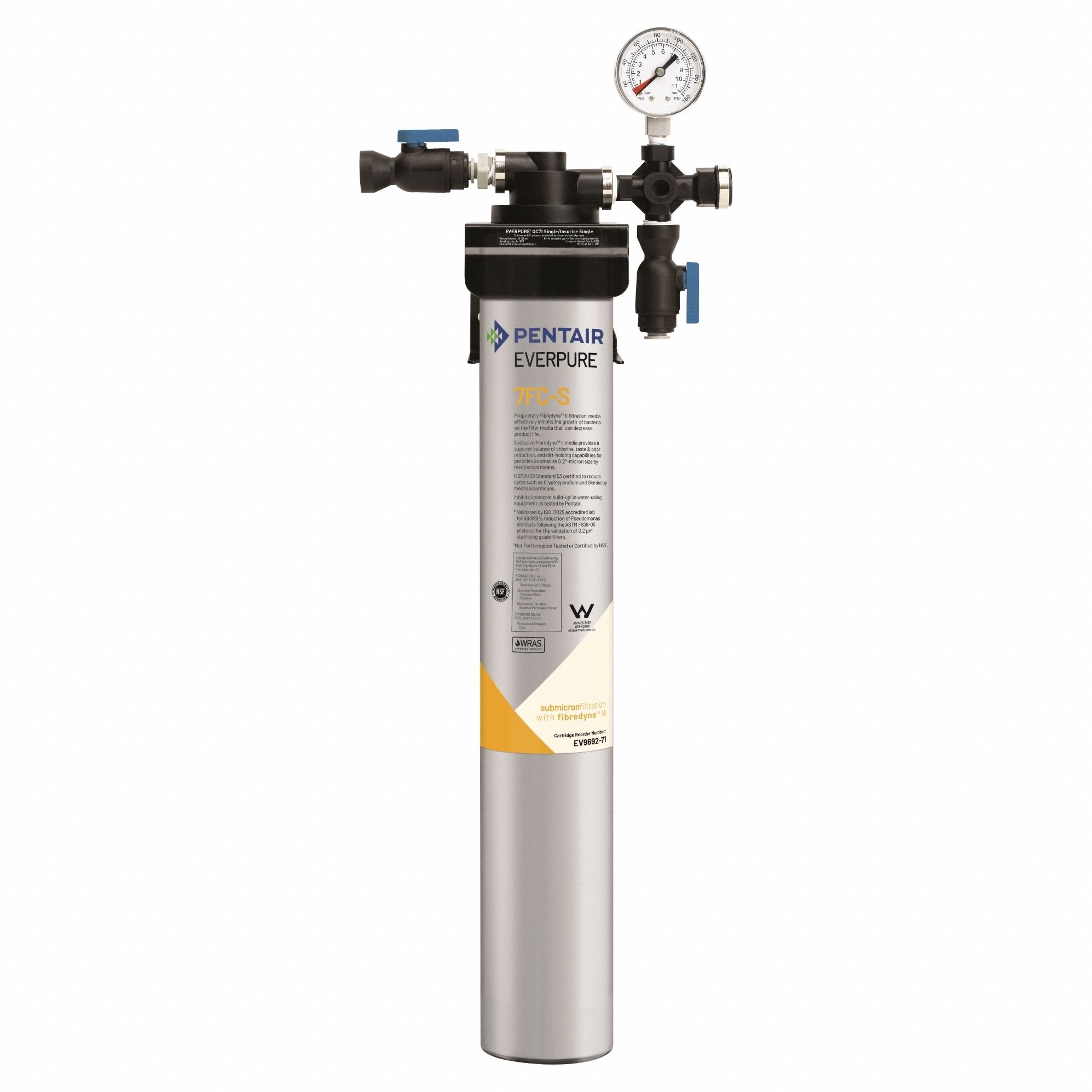 Water Filtration System: 0.2 micron, 2.5 gpm, 24 in Overall Ht