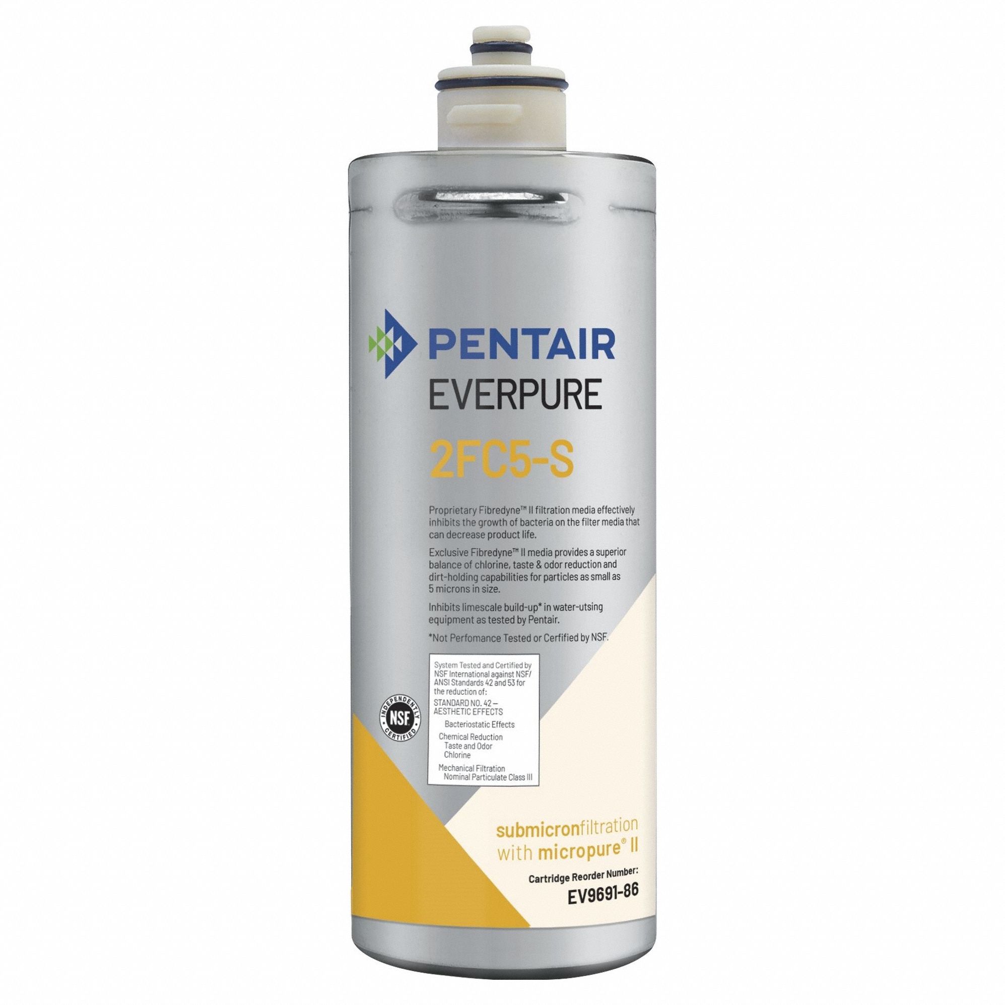 Quick-Connect Water Filter: 0.2 micron, 1.5 gpm, 10 1/4 in Overall Ht, 3 1/4 in Overall Dia