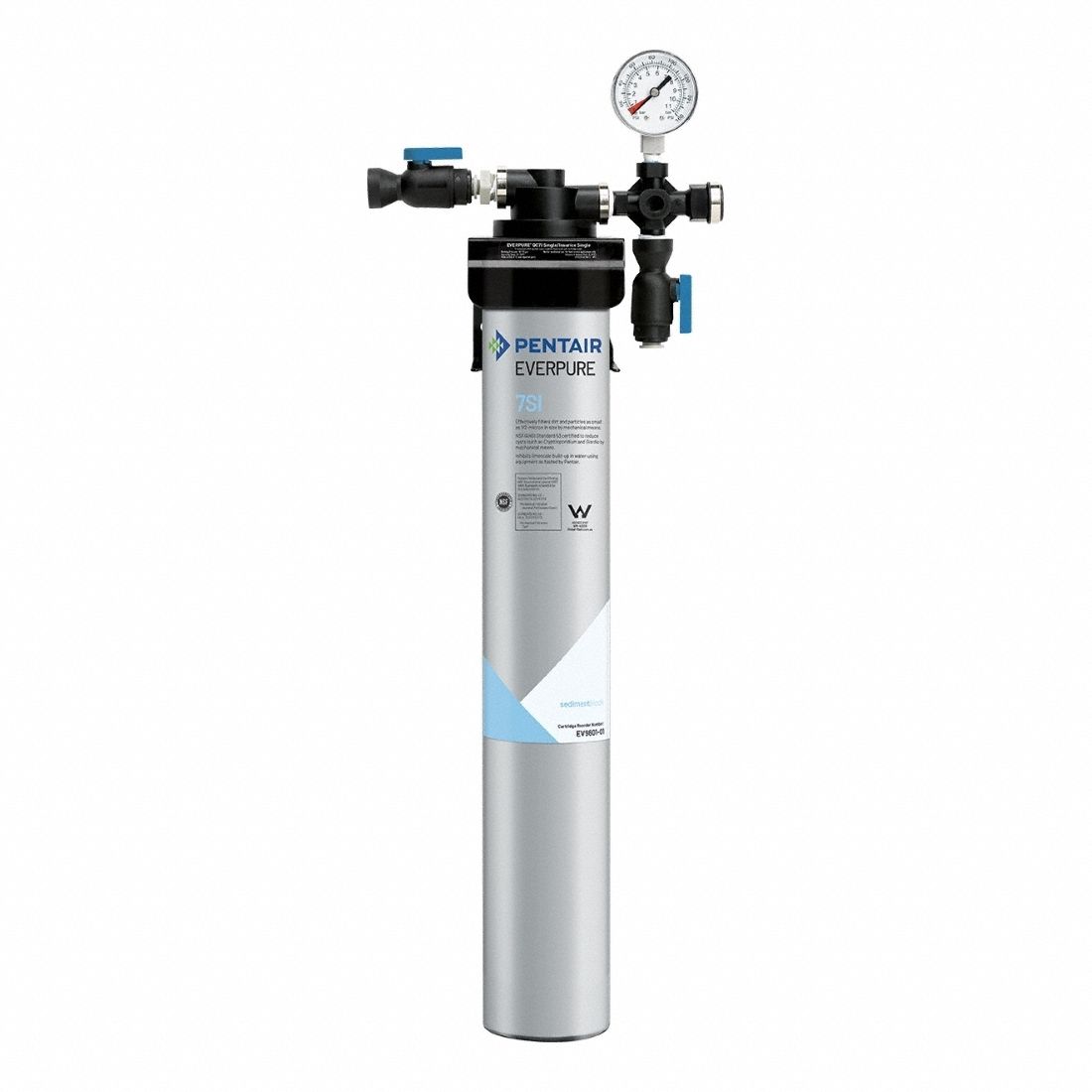 Water Filter System: 0.5 micron, 3.5 gpm, 25, 000 gal, 26 3/4 in Overall Ht, Carbon