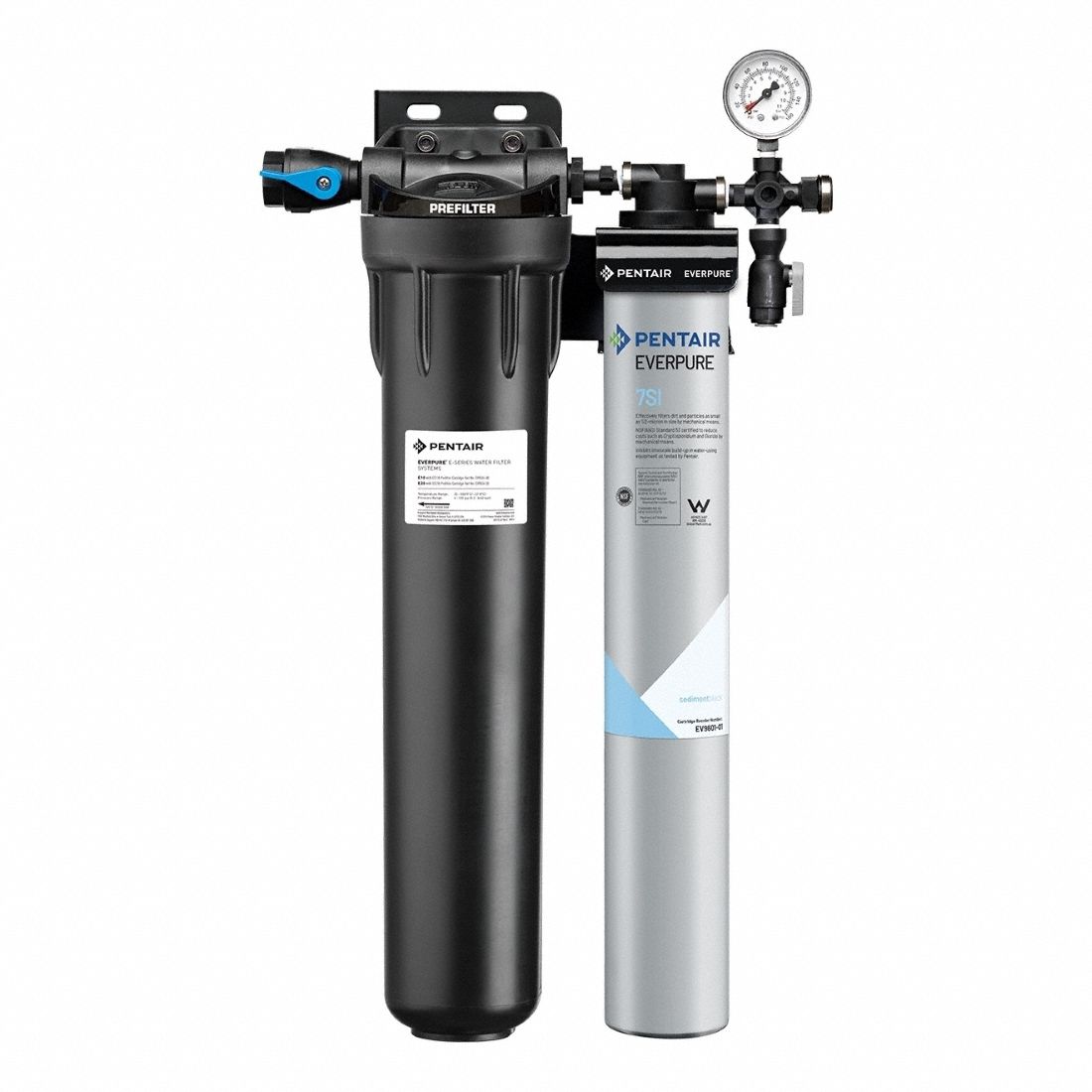 Water Filter System: 0.5 micron, 3.5 gpm, 25, 000 gal, 25 1/4 in Overall Ht, Carbon