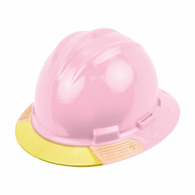 Full Brim Hard Hat: Pink, No Graphics, Ratchet (4-Point), Ratchet, Polyethylene, Side-Slots