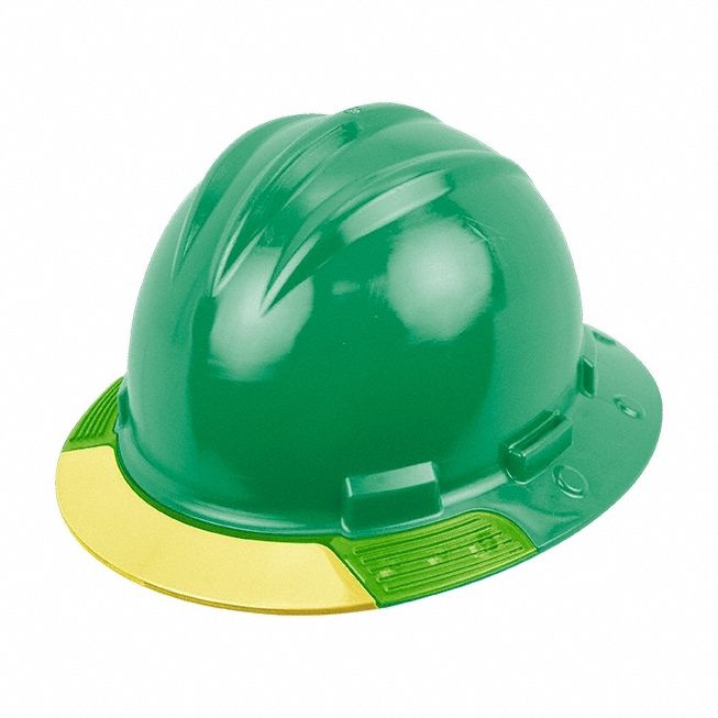 Full Brim Hard Hat: Kelly Green, No Graphics, Ratchet (4-Point), Ratchet, Polyethylene