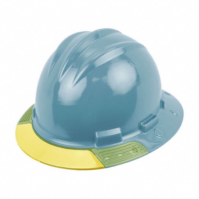 Full Brim Hard Hat: Slate Blue, No Graphics, Ratchet (4-Point), Ratchet, Polyethylene, Solid