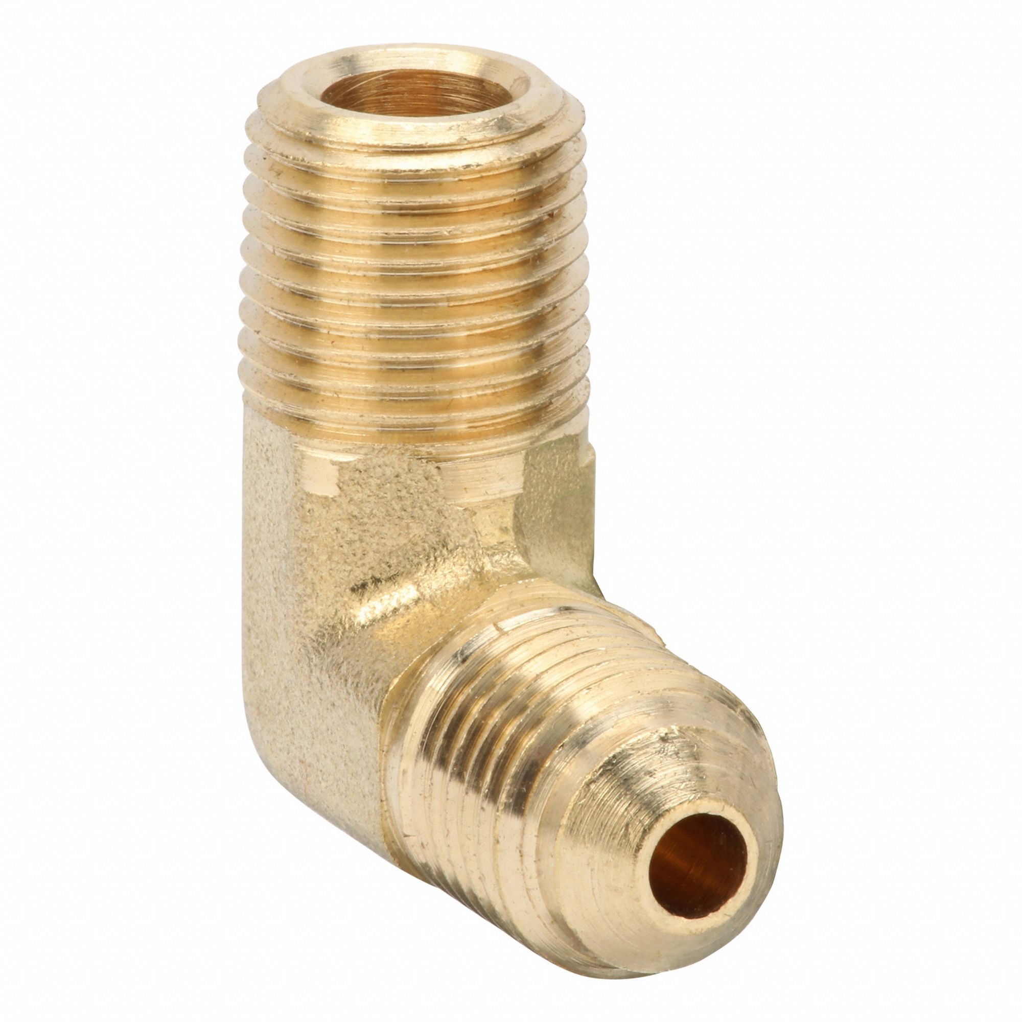 Flared Fitting Elbow: 3/16 in OD x 1/8 in Pipe Fitting Size, Flared/Threaded, Brass