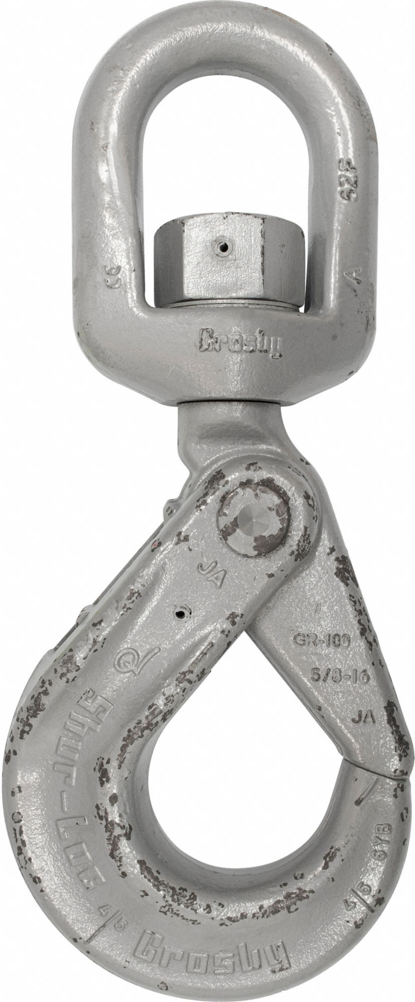 Self-Locking Hook: 12, 000 lb Working Load Limit, 100 Hook Grade, Alloy Steel, Swivel, Plain