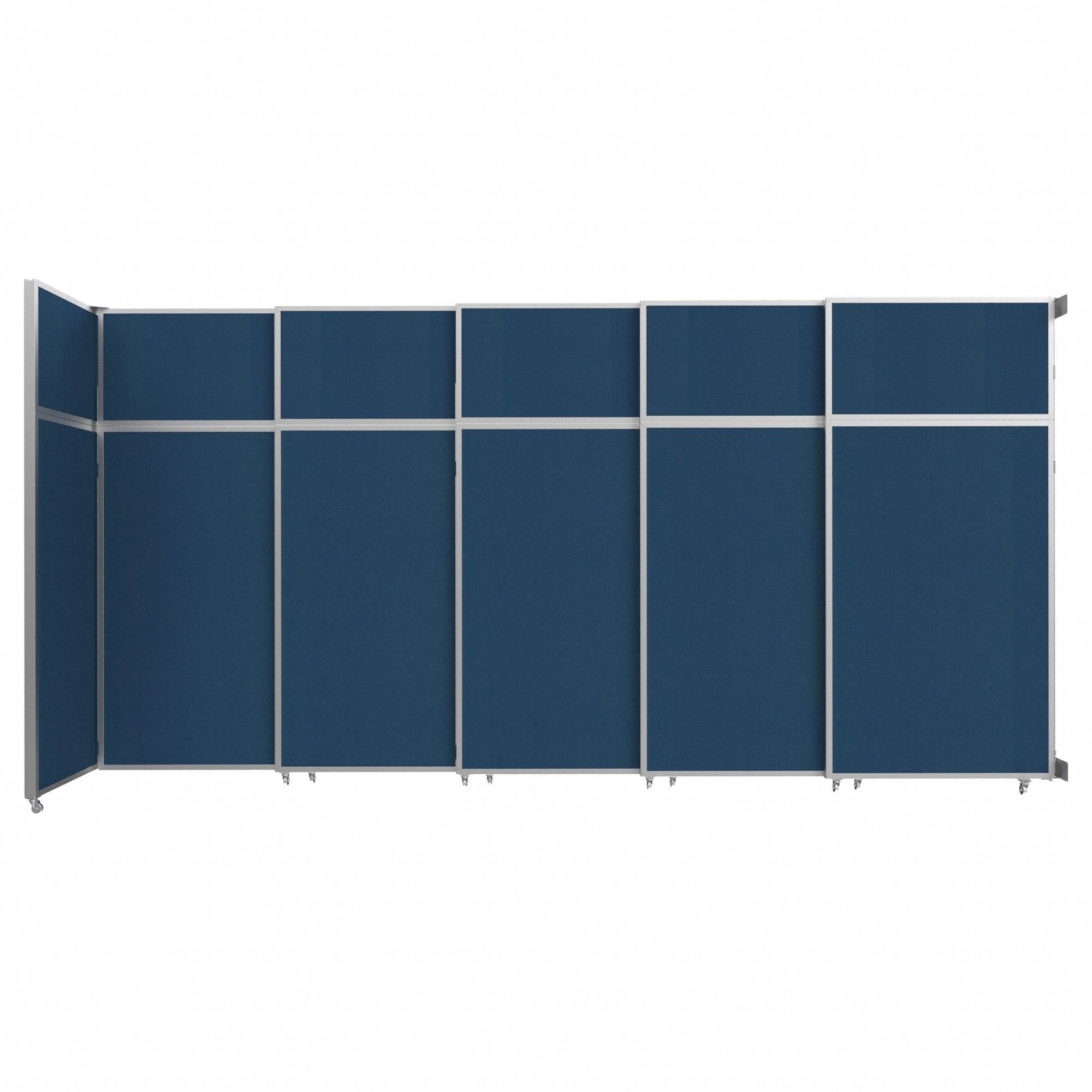 Room Divider: 5 Panels, Opaque, Navy Blue Panel, 101 1/4 in Overall Ht, 187 in Overall Wd