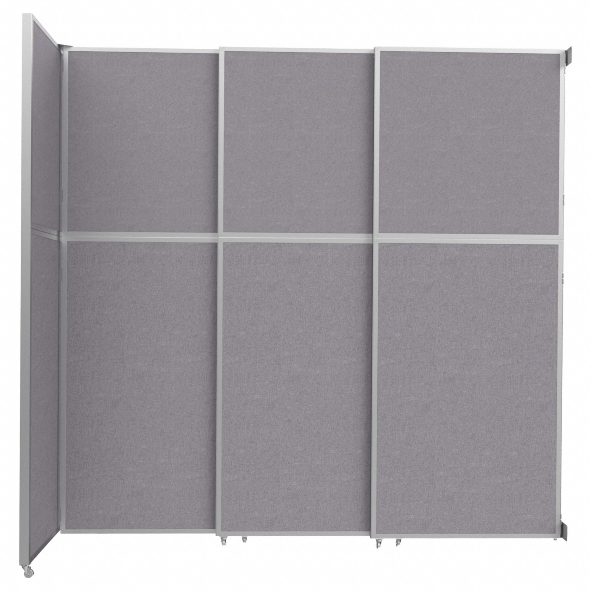 Room Divider: 3 Panels, Opaque, Cloud Gray Panel, 120 3/4 in Overall Ht, 117 in Overall Wd