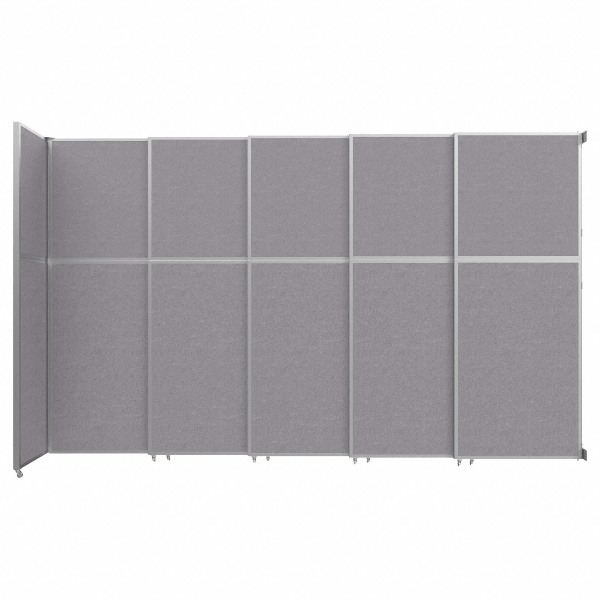 Room Divider: 5 Panels, Opaque, Cloud Gray Panel, 120 3/4 in Overall Ht, 187 in Overall Wd