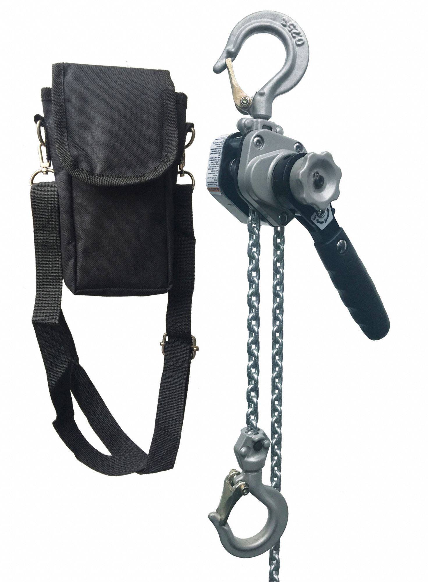 Mini Lever Chain Hoist: Hook Mounted - No Trolley, 550 lb Lifting Capacity, 15 ft Lift Lg