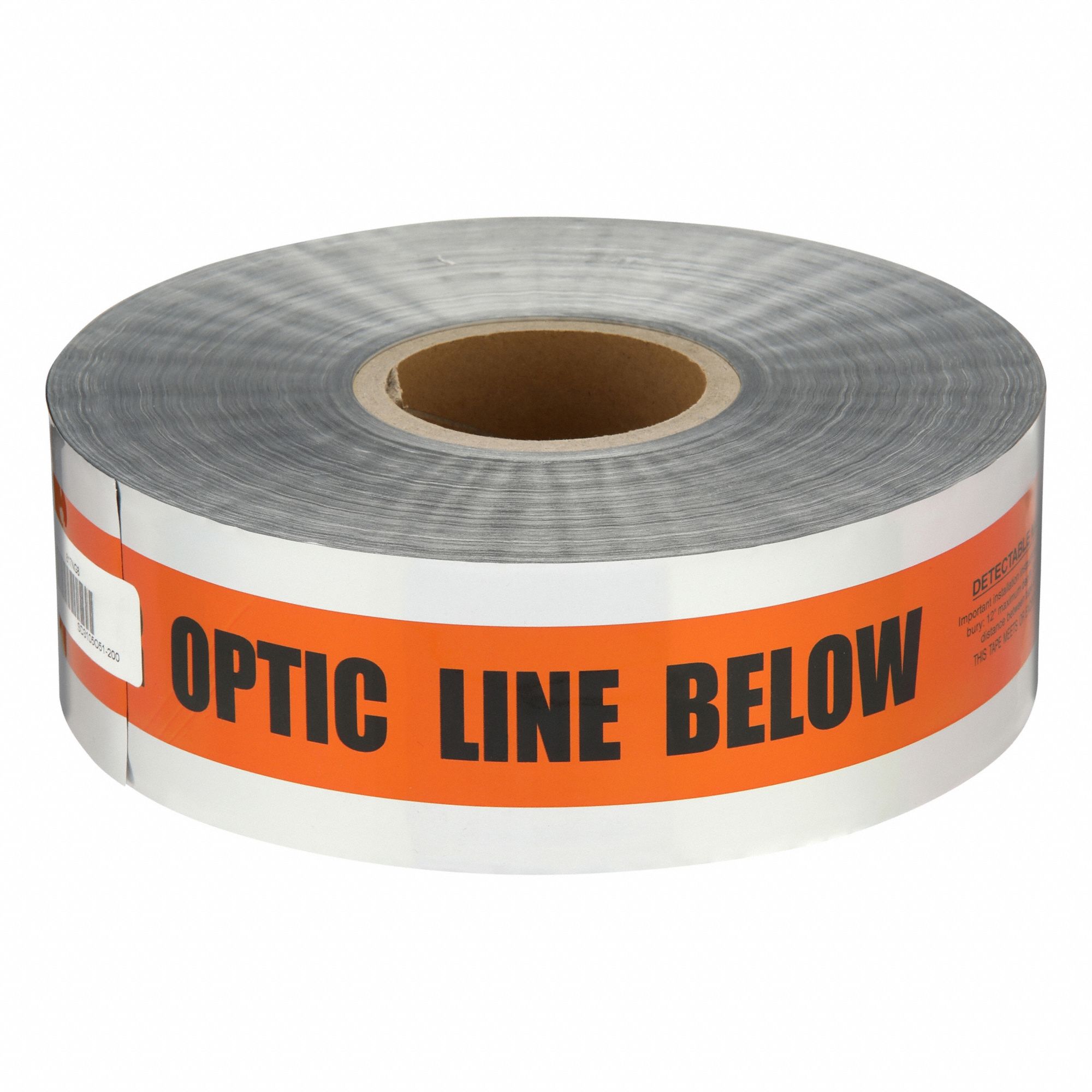 Detectable Buried Tape: 1, 000 ft Tape Lg, Orange, Aluminum