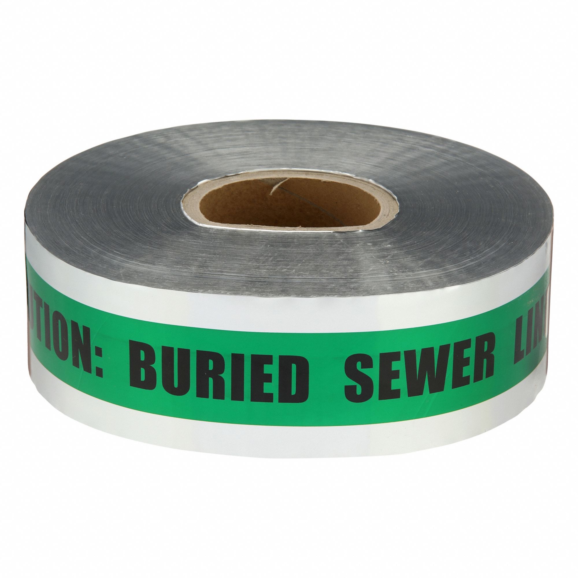Detectable Buried Tape: 1, 000 ft Tape Lg, Green, Aluminum