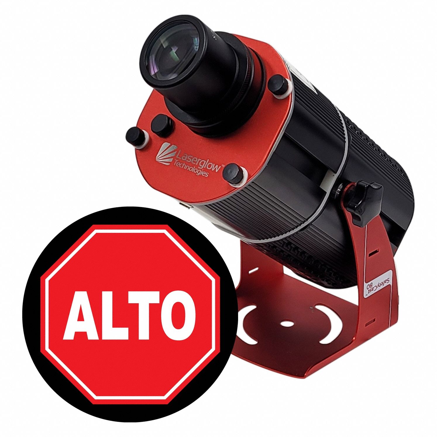 Fixed Image Projector: Projector, Lens and Image Template, Alto, Red/White