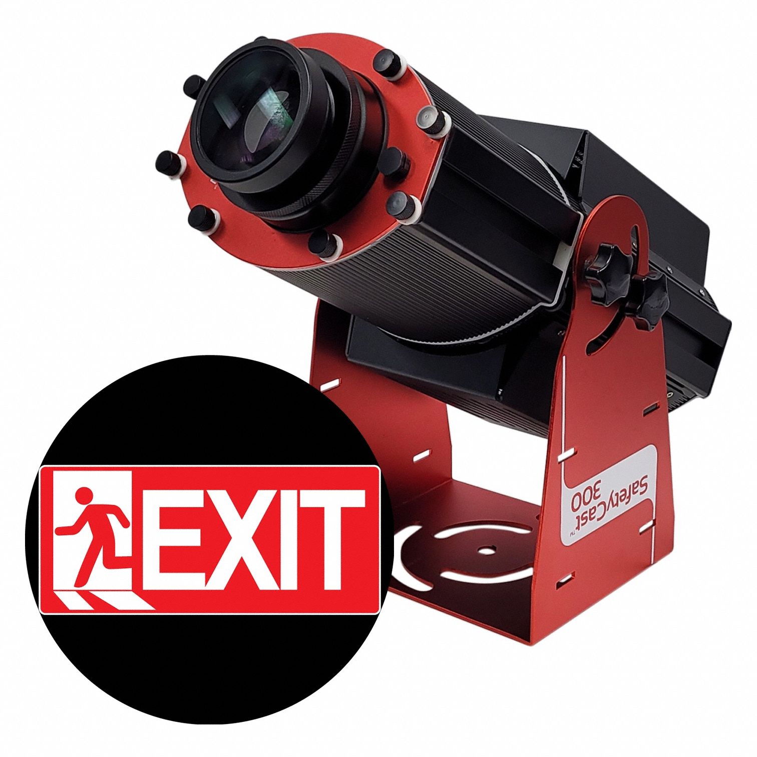 Fixed Image Projector: Projector, Lens and Image Template, Exit, Red/White