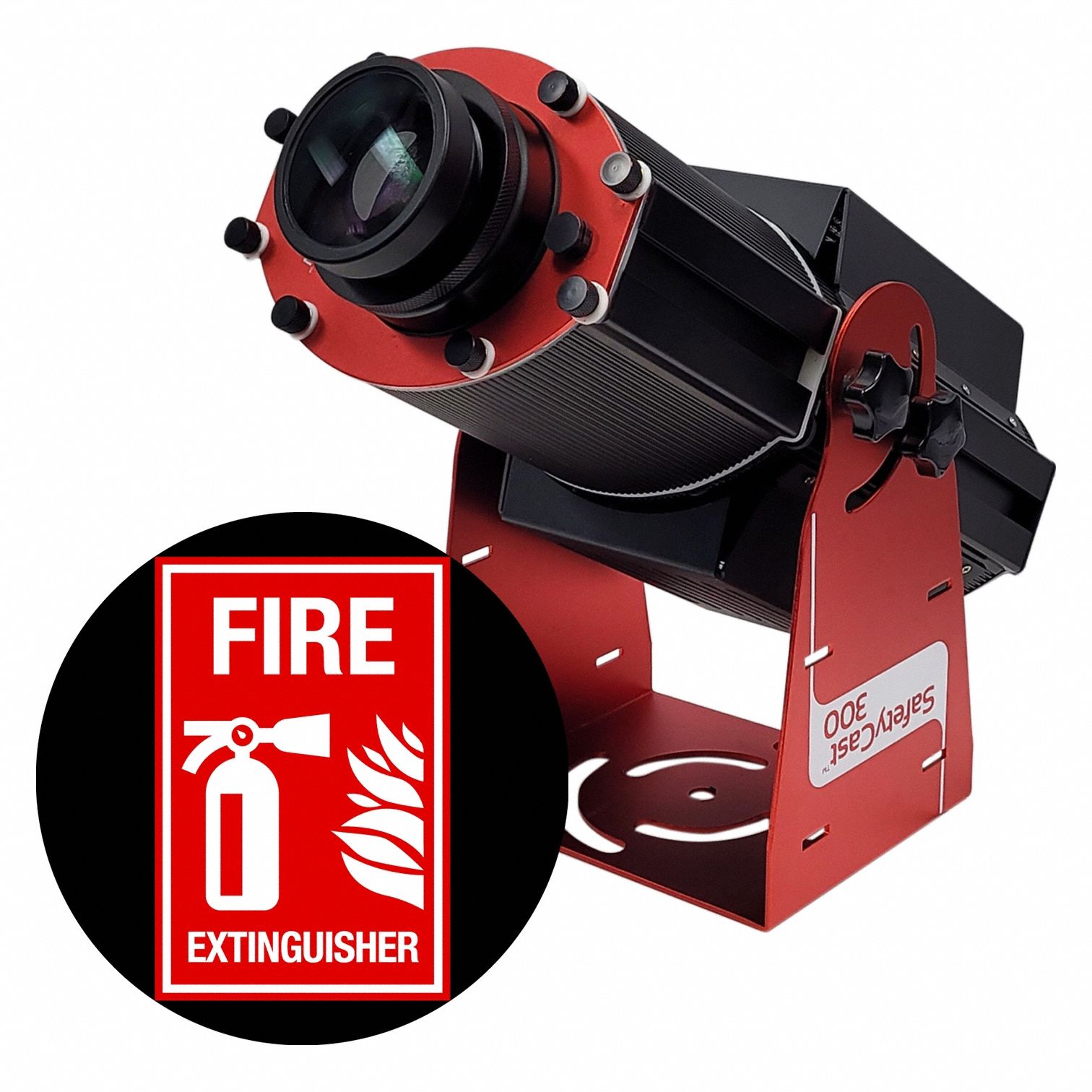 Fixed Image Projector: Projector, Lens and Image Template, Fire Extinguisher